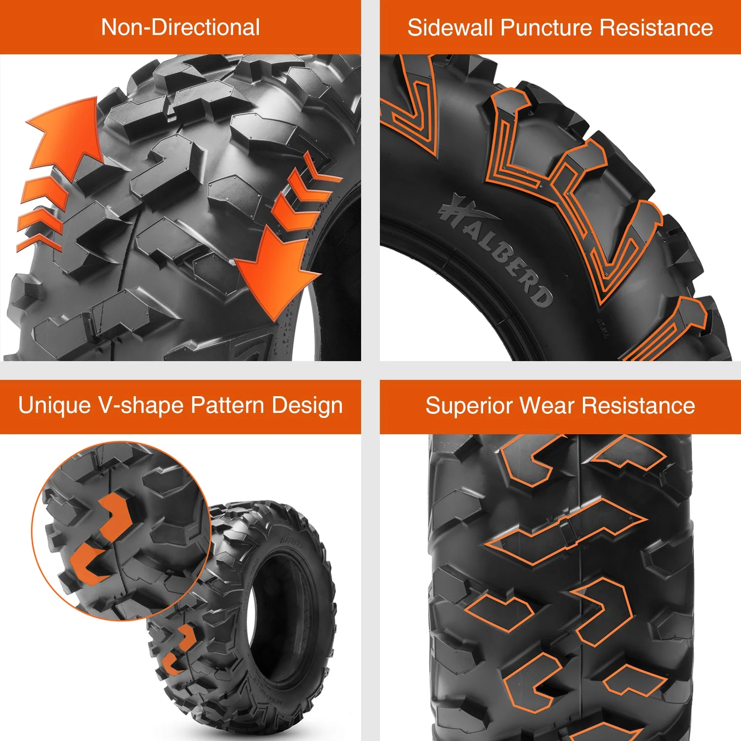 HALBERD 25x10-12 25x10x12 ATV UTV Tires 6PR Off-Road Rear Tire Tyres Set of 2