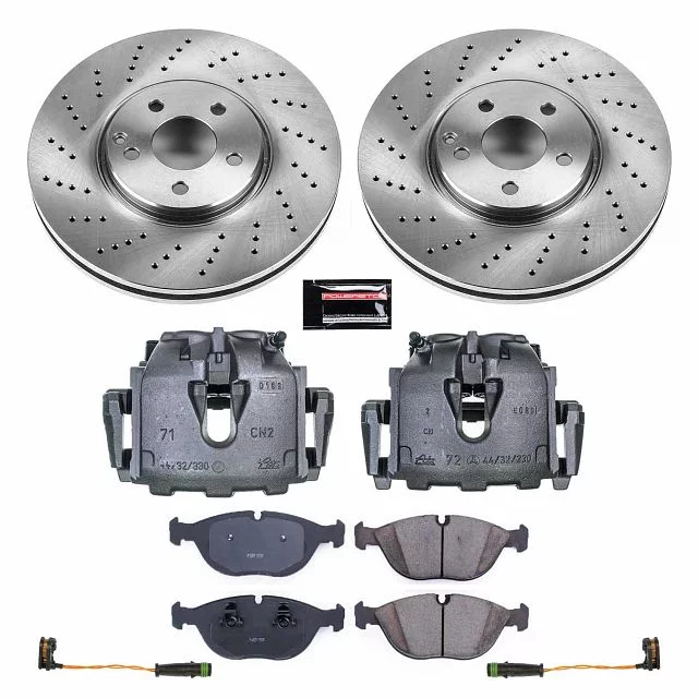 Power Stop Front Stock Replacement Brake Pad and Rotor Kit with Calipers KCOE5120