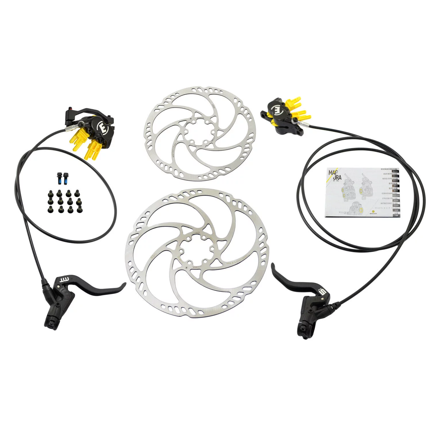 Magura MT5 4-Piston Post Mount Hydraulic Disc Brake Set w/ 180&203mm Rotor (F+R) #MG2557