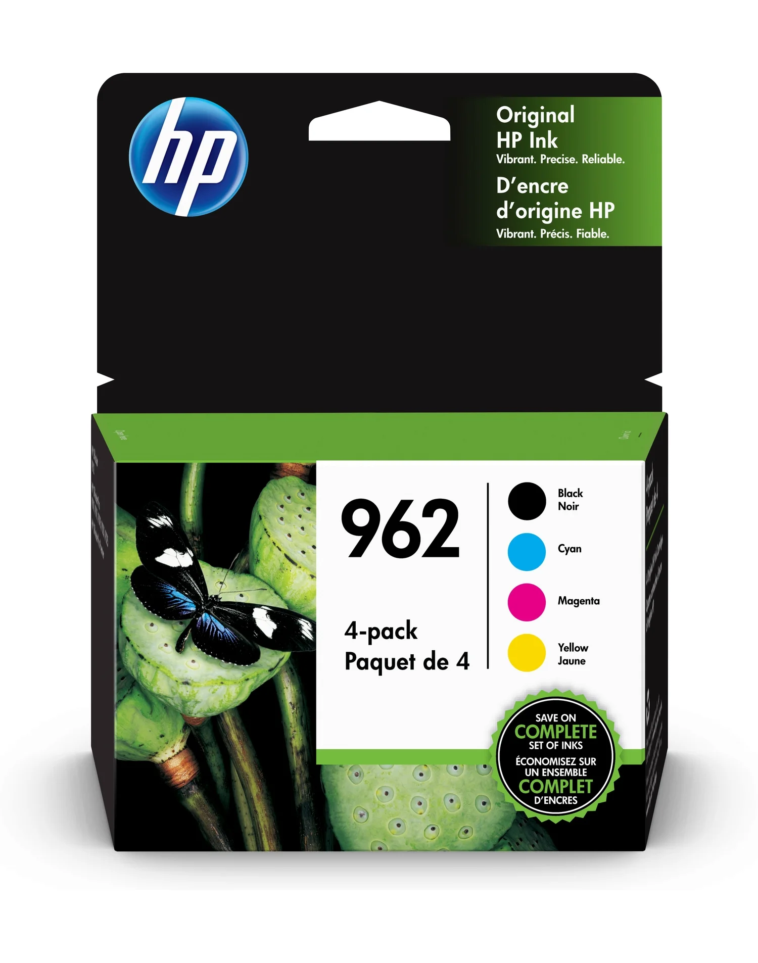 HP 962 4-pack Black/Cyan/Magenta/Yellow Original Ink Cartridges, 3YQ25AN#140