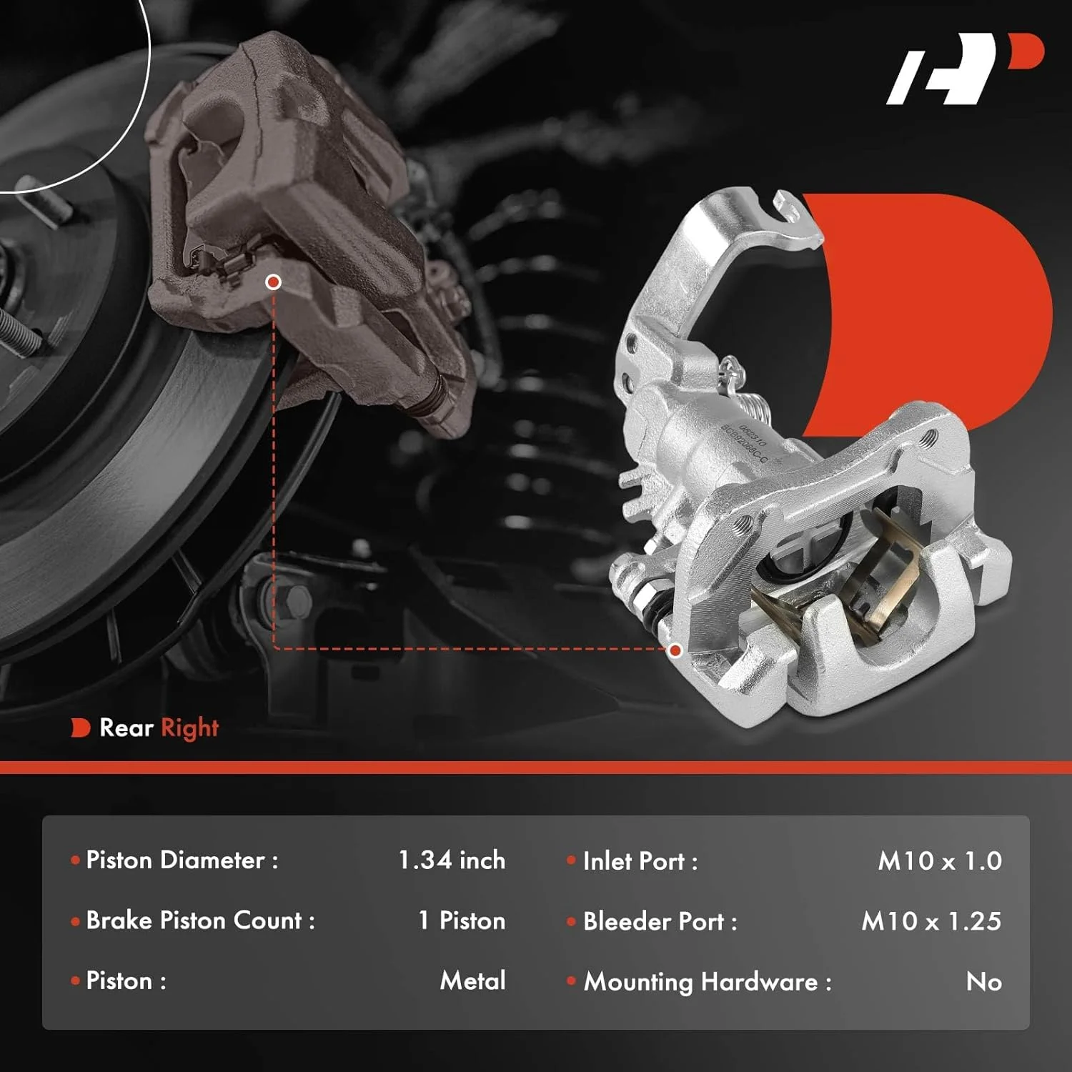 A-Premium Brake Caliper Assembly Compatible with Acura TSX Honda Accord 1998-2007 Rear Passenger Side