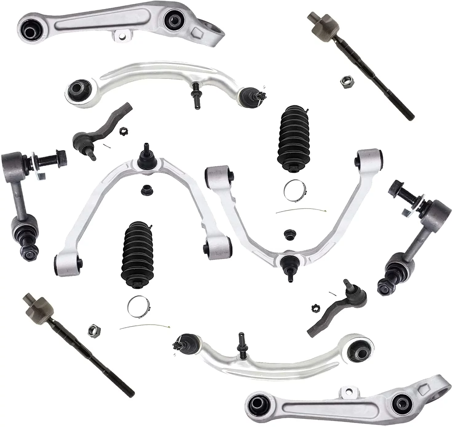 Detroit Axle - RWD Front Upper Lower Control Arms Sway Bars Tie Rods Replacement for Infiniti G35 Nissan 350Z
