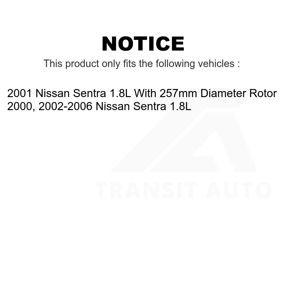 Transit Auto - Front Wheel Bearing With Disc Brake Rotors And Ceramic Pads Kit For Nissan Sentra 1.8L KBB-118849