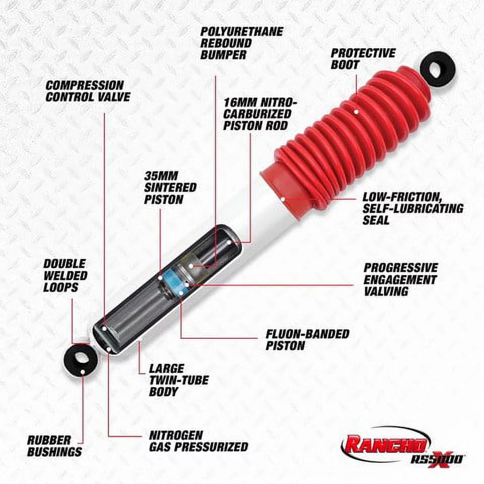 Rancho RS5000X RS55114 Shock Absorber Fits select: 1966-1993 DODGE W-SERIES, 1975-1993 DODGE RAMCHARGER