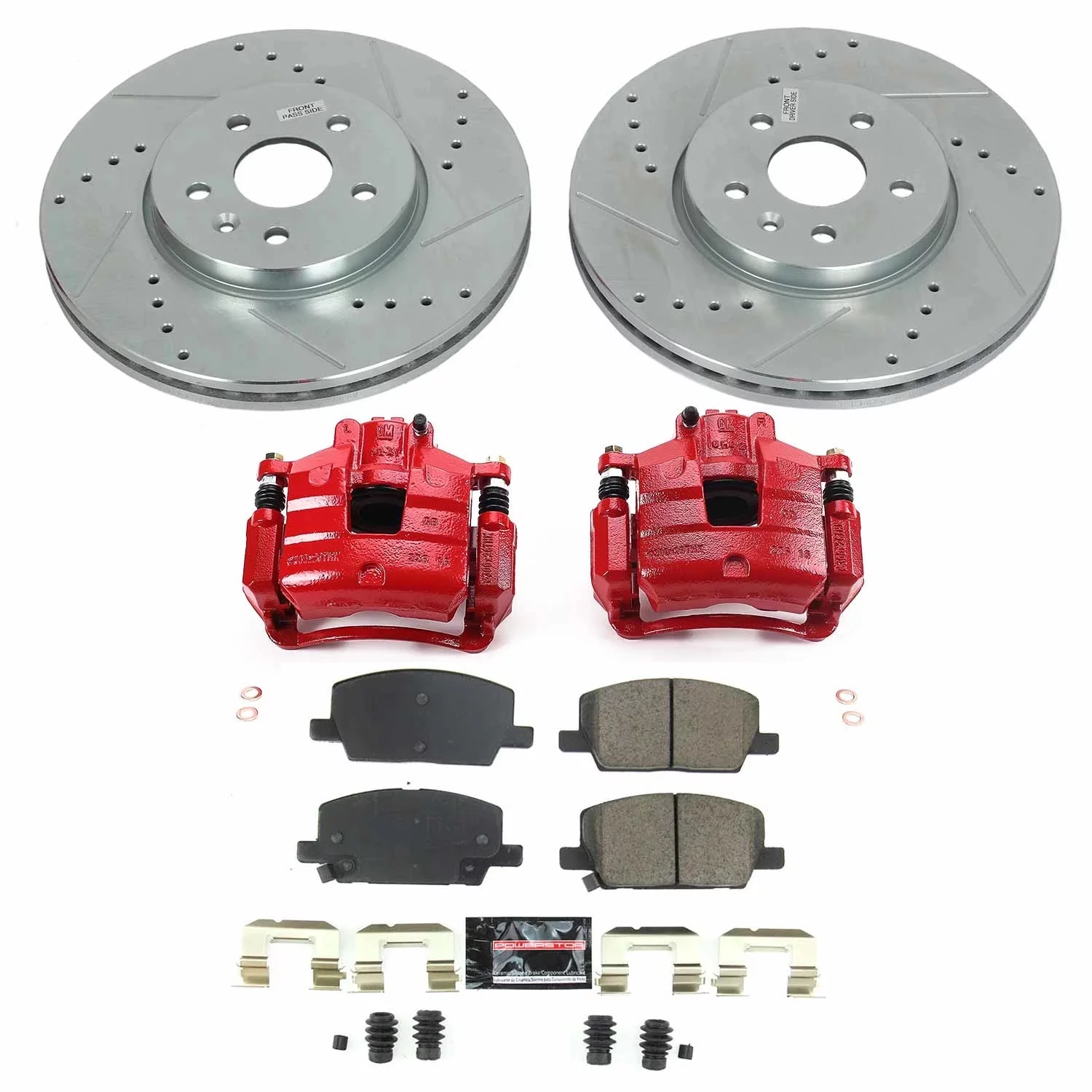 Power Stop Front Z23 Evolution Brake Pad and Rotor Kit with Red Powder Coated Calipers KC8316