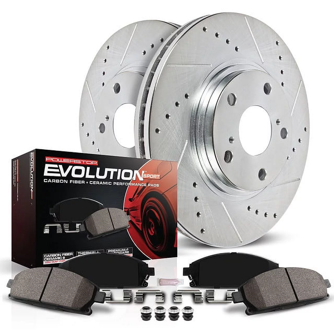Power Stop Brake Kit with Drilled & Slotted Rotors and Ceramic Brake Pads K2560