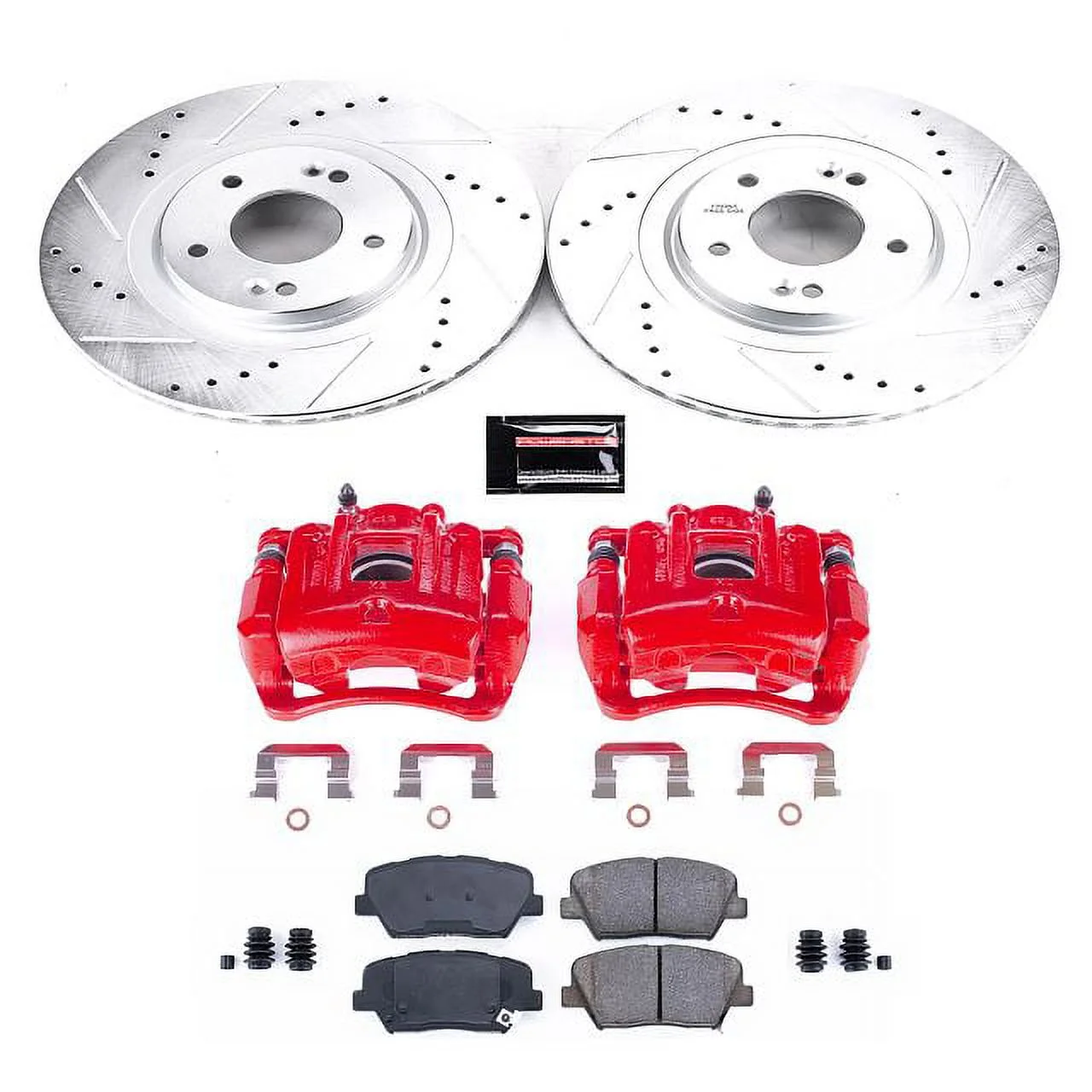 Power Stop Front Z23 Evolution Brake Pad and Rotor Kit with Red Powder Coated Calipers KC7064