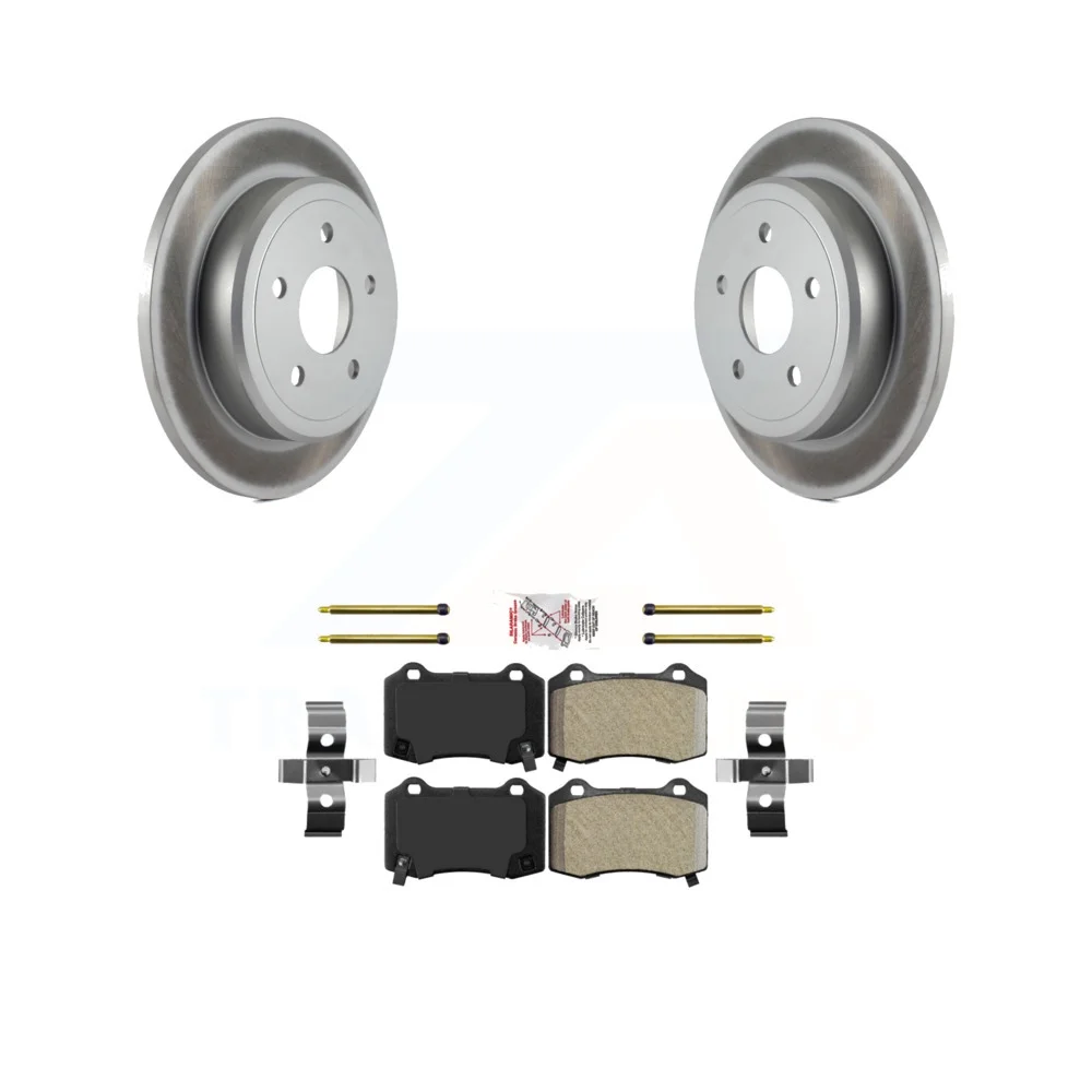 Transit Auto - Rear Coated Disc Brake Rotors And Semi-Metallic Pads Kit For Jeep Grand Cherokee Brembo Caliper KGA-103726
