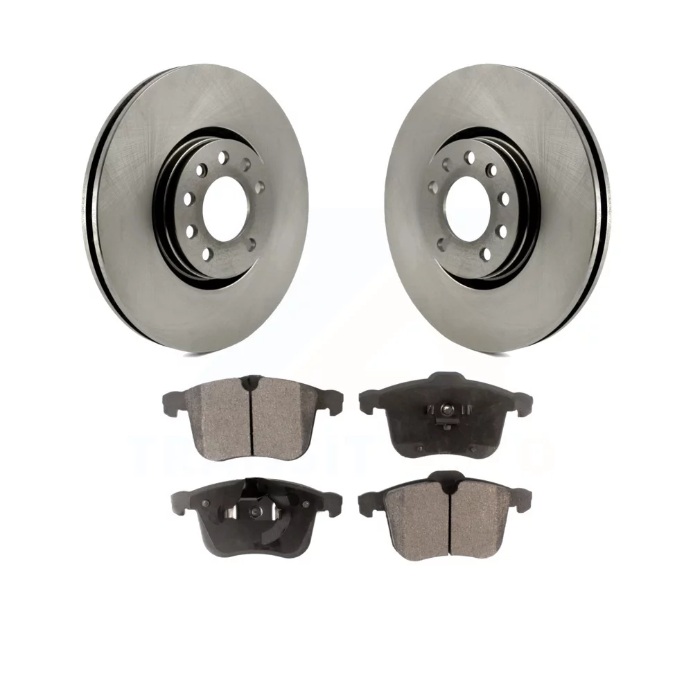 Transit Auto - Front Disc Brake Rotors And Ceramic Pads Kit For Saab 9-3 With 314mm Diameter Rotor K8T-100544