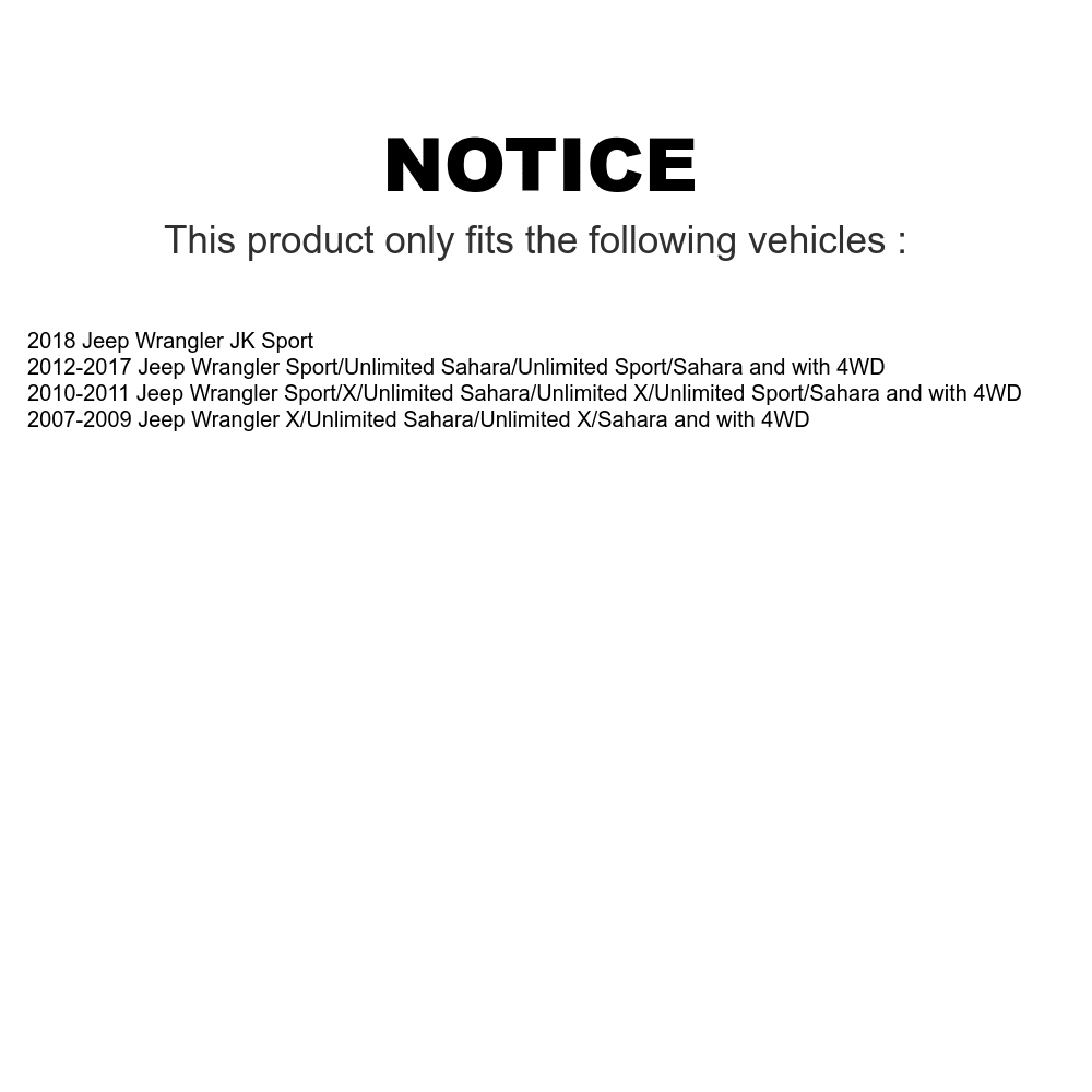 Front Rear Suspension Shock Absorber Kit For Jeep Wrangler JK K78-100635