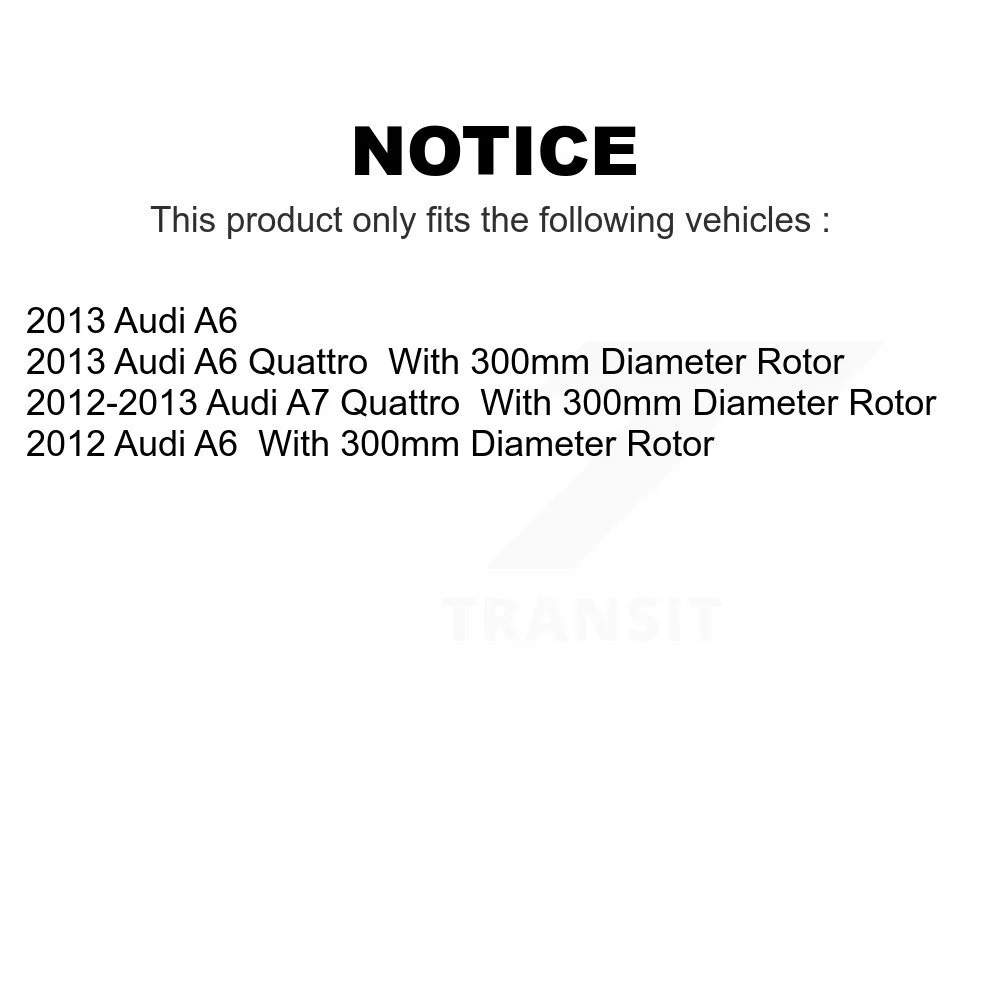Transit Auto - Rear Disc Brake Rotors And Semi-Metallic Pads Kit For Audi A7 Quattro A6 K8A-100657