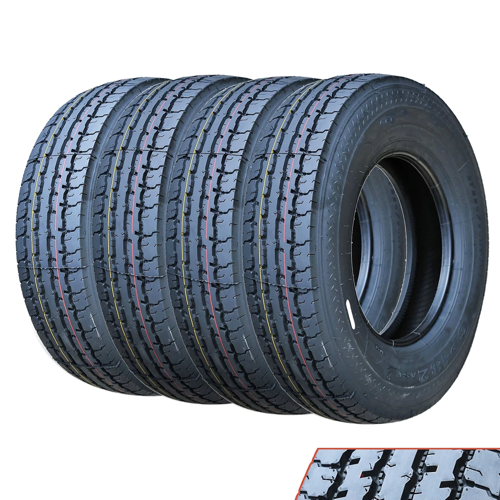 Set of 4 (FOUR) Haida All Steel ST Radial ST225/75R15 Load F (12 Ply) 121/117L Trailer Tire