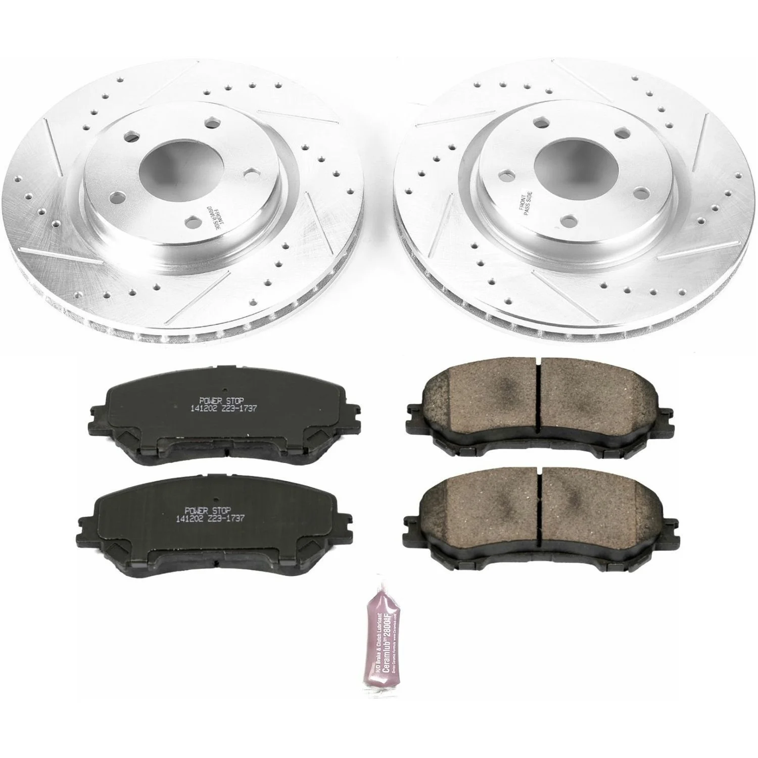 Power Stop Front Ceramic Brake Pad and Drilled & Slotted Rotor Kit K7036