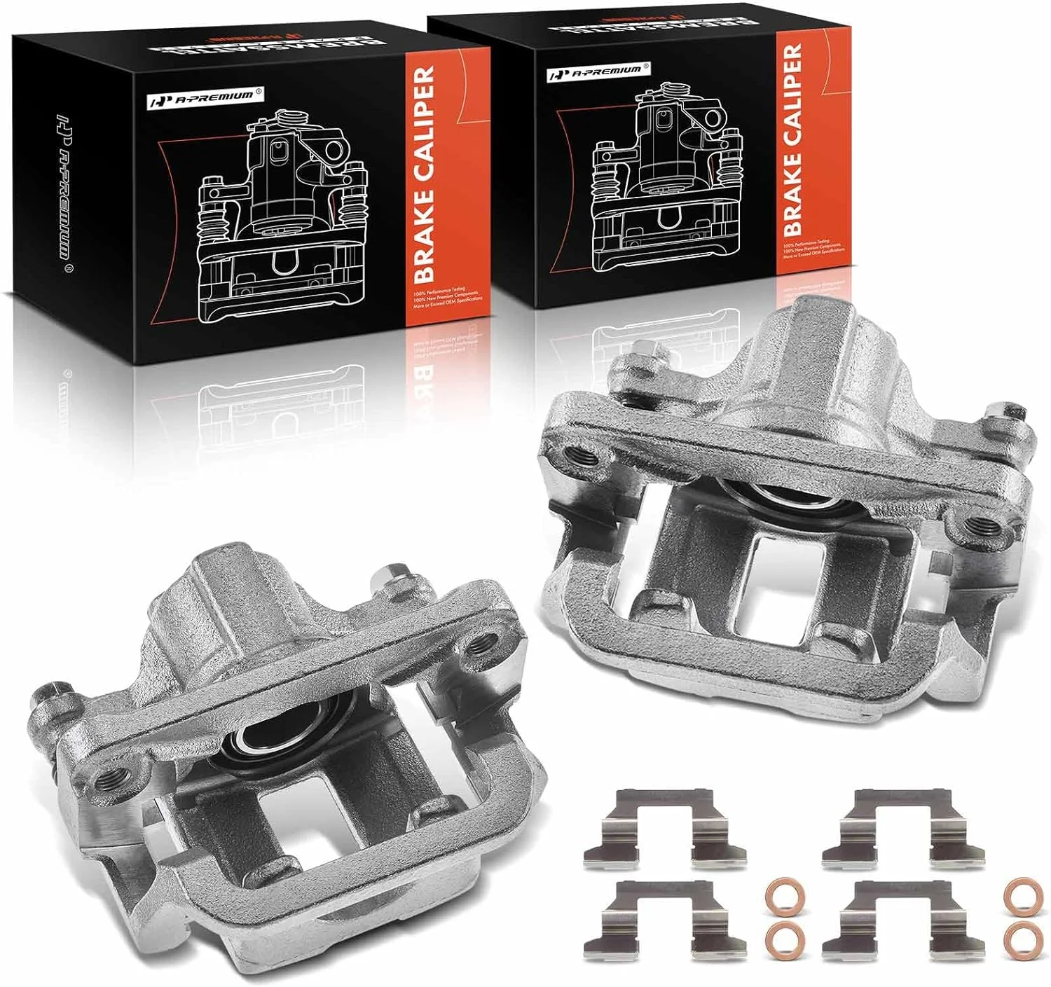 A-Premium Disc Brake Caliper Assembly with Bracket Compatible with Nissan Rogue Leaf 2011-2017 Rear Side 2-PC Set