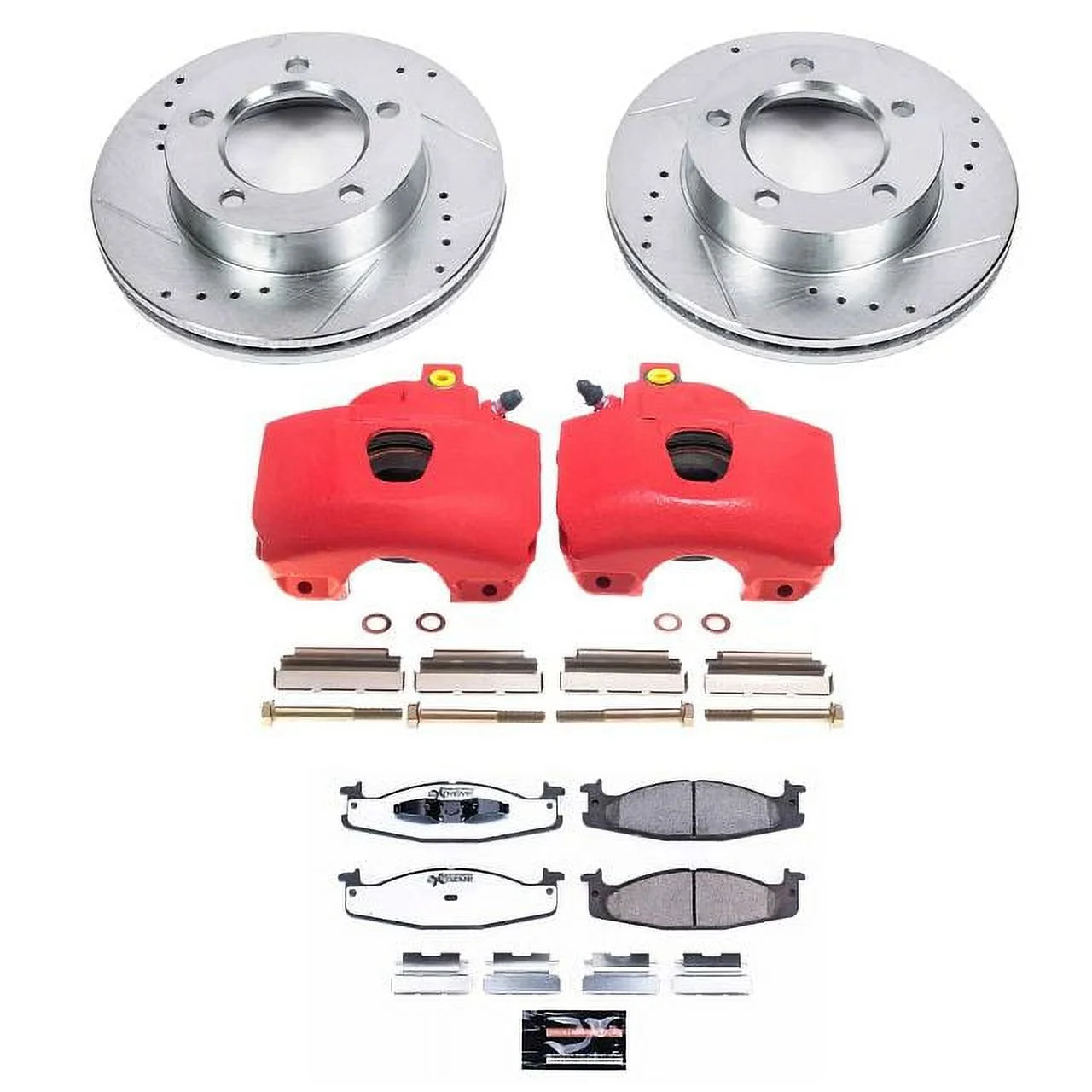 Power Stop Front Z36 Truck & Tow Brake Pad and Rotor Kit with Red Powder Coated Calipers KC5067-36