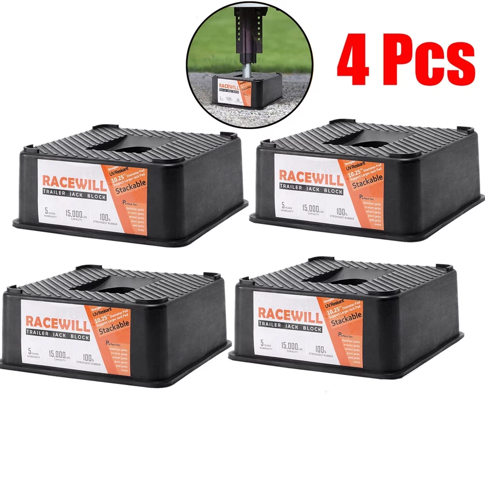 4 Pcs Racewill 15000 lbs Trailer Jack Block Travel RV Camper Stabilizer Blocks