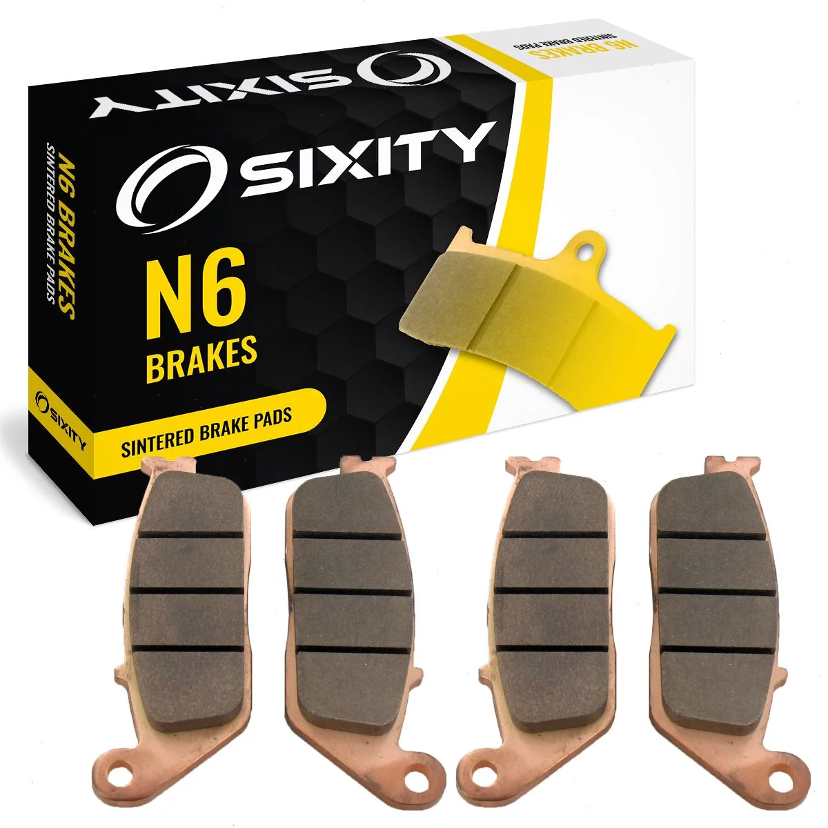 Sixity N6 Front Sintered Brake Pads compatible with Triumph Tiger Cast Wheel From 198875 2004-2006 Complete Set