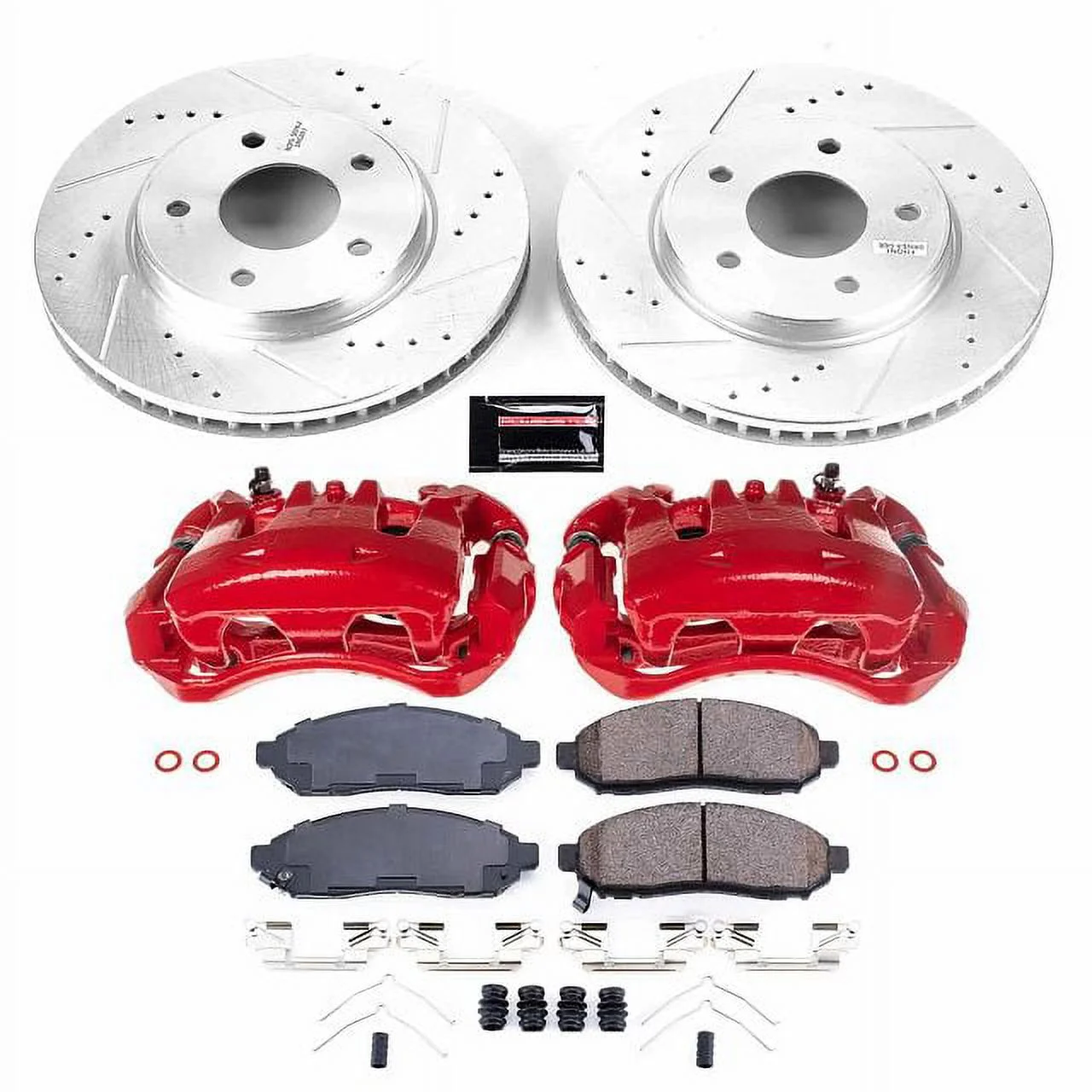 Power Stop Front Z23 Evolution Brake Pad and Rotor Kit with Red Powder Coated Calipers KC6492 Fits 2015 Nissan NV200
