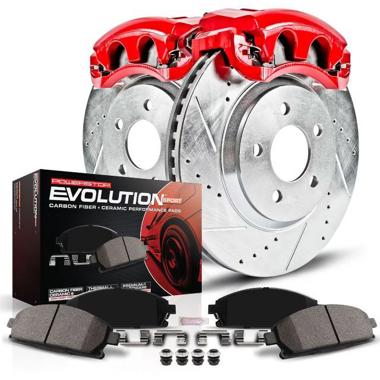 Power Stop Rear Z23 Evolution Brake Pad and Rotor Kit with Red Powder Coated Calipers KC6371 Fits 2013 Dodge Dart