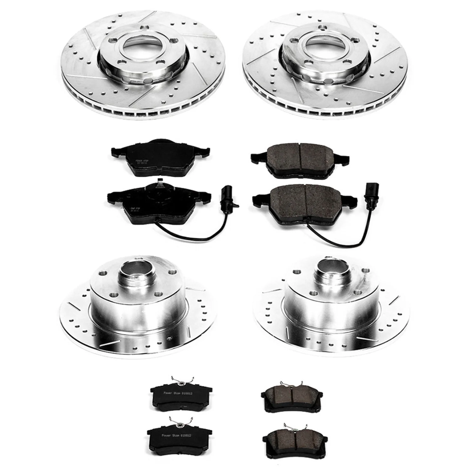 Power Stop Front and Rear Brake Kit with Drilled & Slotted Rotors and Ceramic Brake Pads K2825 Fits 2001 Audi A4