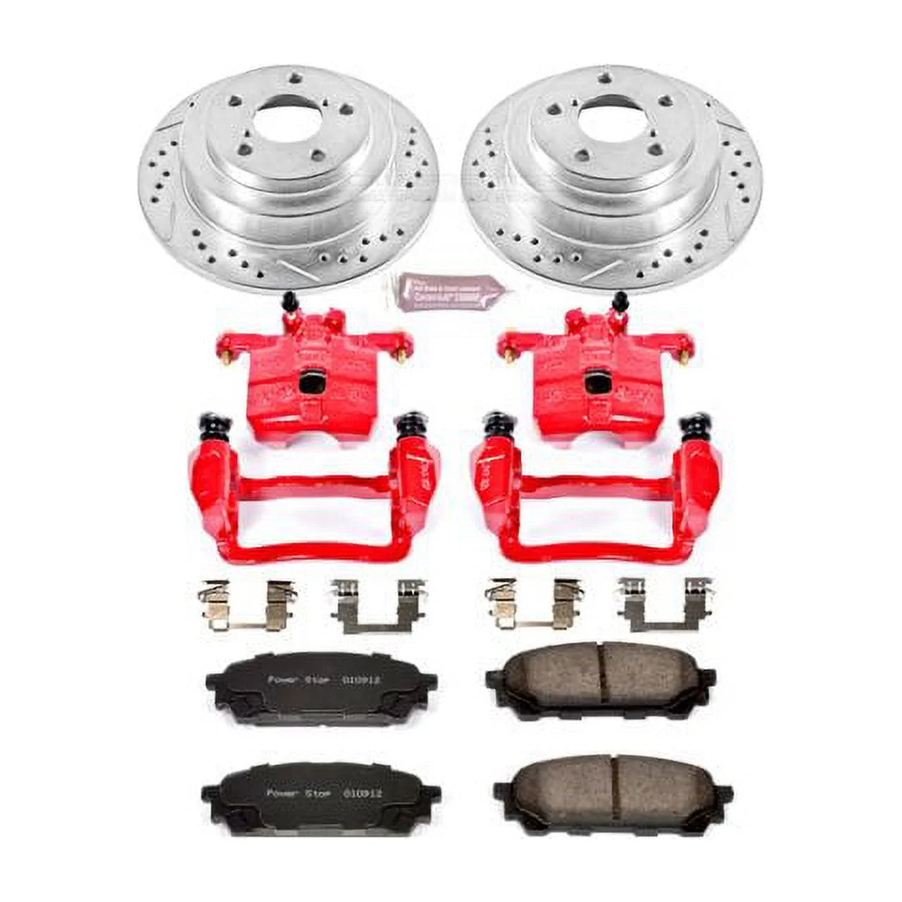 Power Stop Rear Z23 Evolution Brake Pad and Rotor Kit with Red Powder Coated Calipers KC447