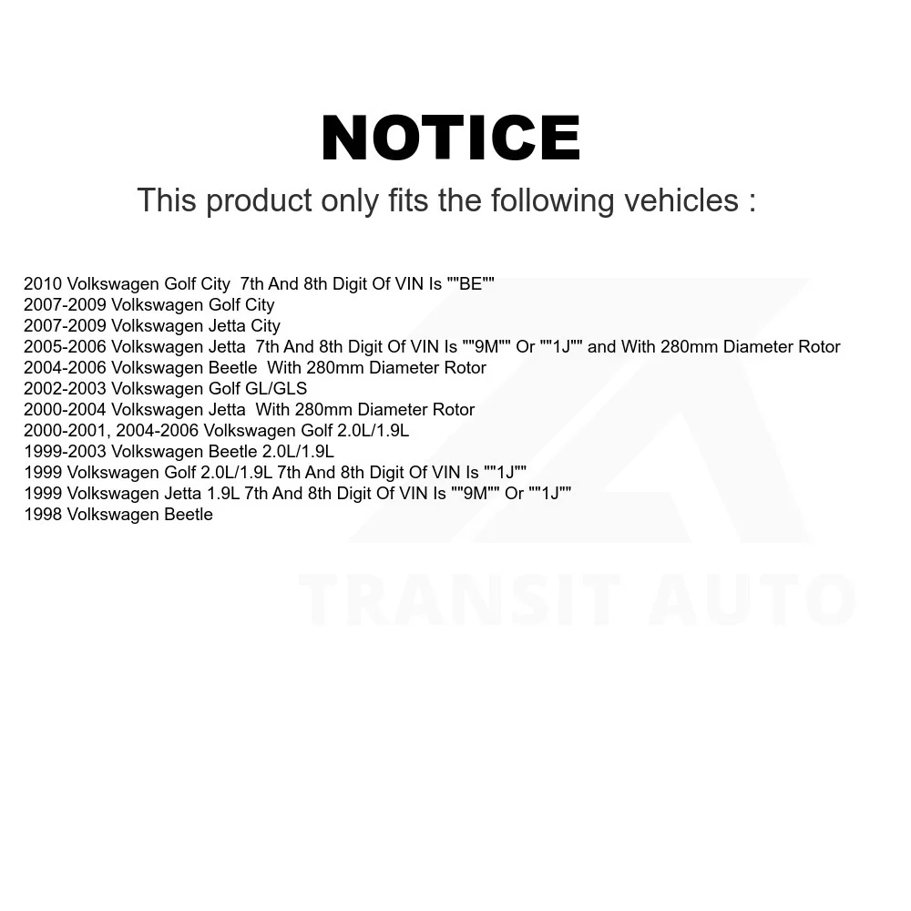 Front Rear Ceramic Brake Pads Kit For Volkswagen Jetta Beetle Golf City KTC-100385