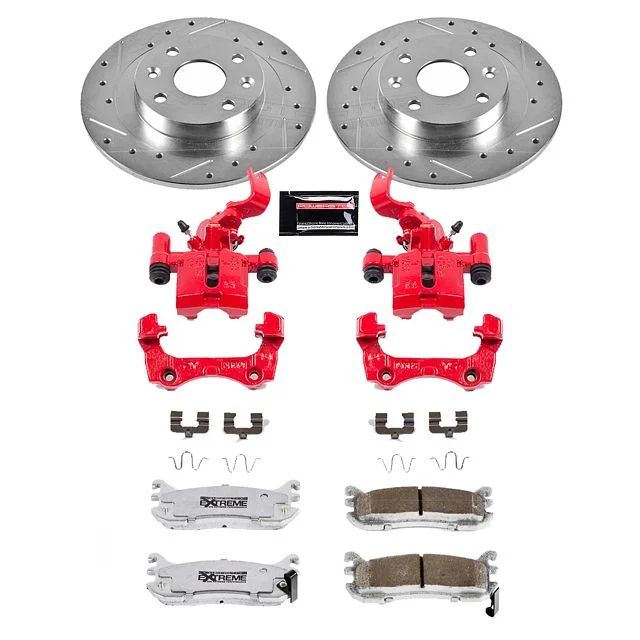 Power Stop Rear Street Warrior Brake Kit with Red Powder Coated Calipers KC772-26