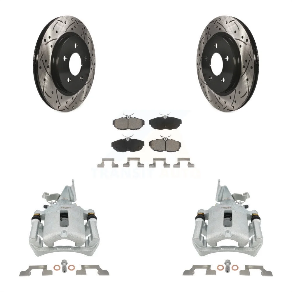 Transit Auto Rear Disc Brake Coated Caliper Drilled Slotted Rotors And Ceramic Pads Kit For Ford Mustang KCD-100642C