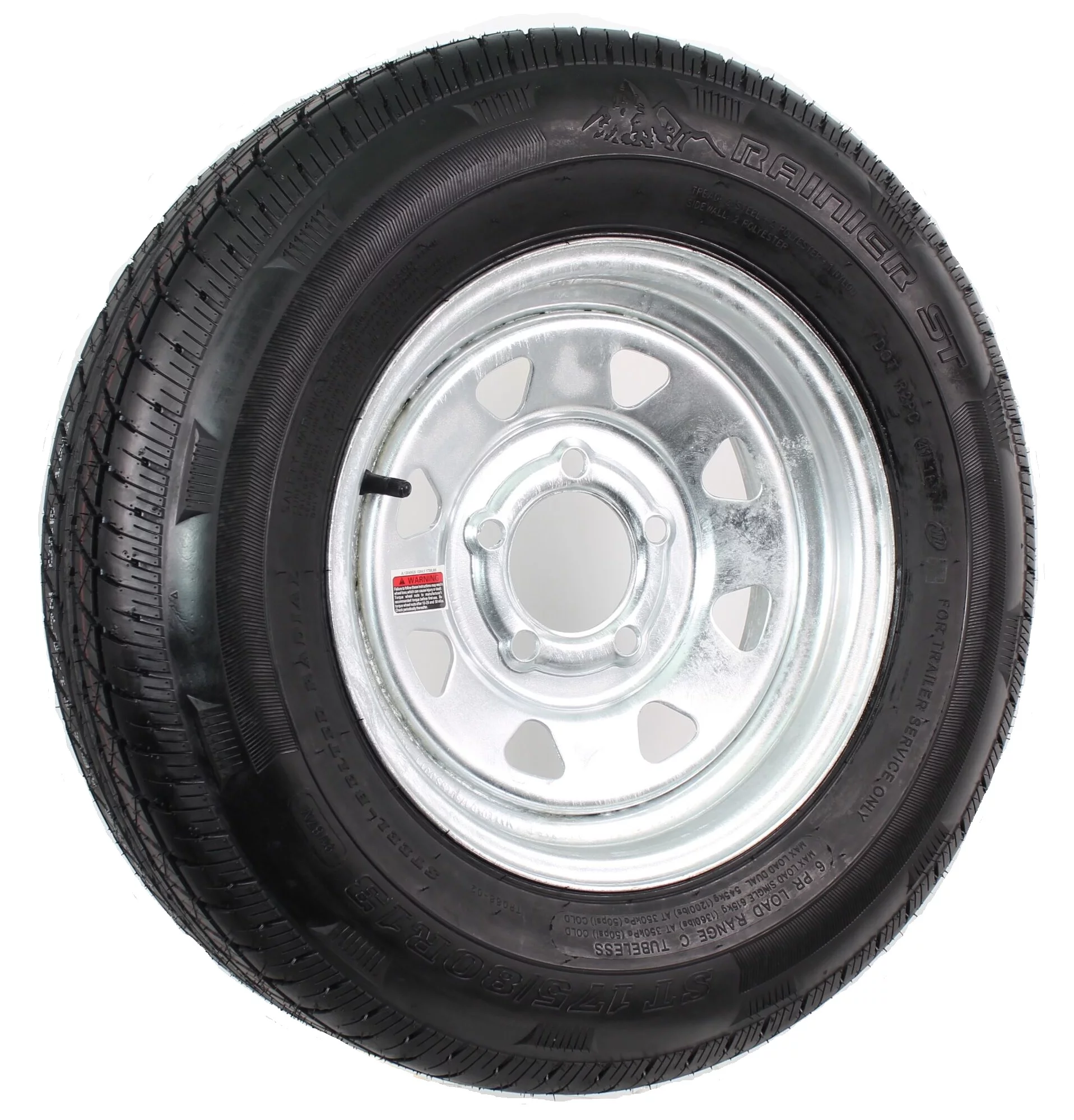 Mounted Trailer Tire On Rim ST185/80D 13X4.5 5-4.5 Spoke Wheel Galvanized