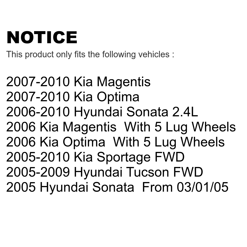 Front Rear Coated Disc Brake Rotors Kit For Hyundai Sonata Kia Sportage Tucson Optima Magentis KG-100921