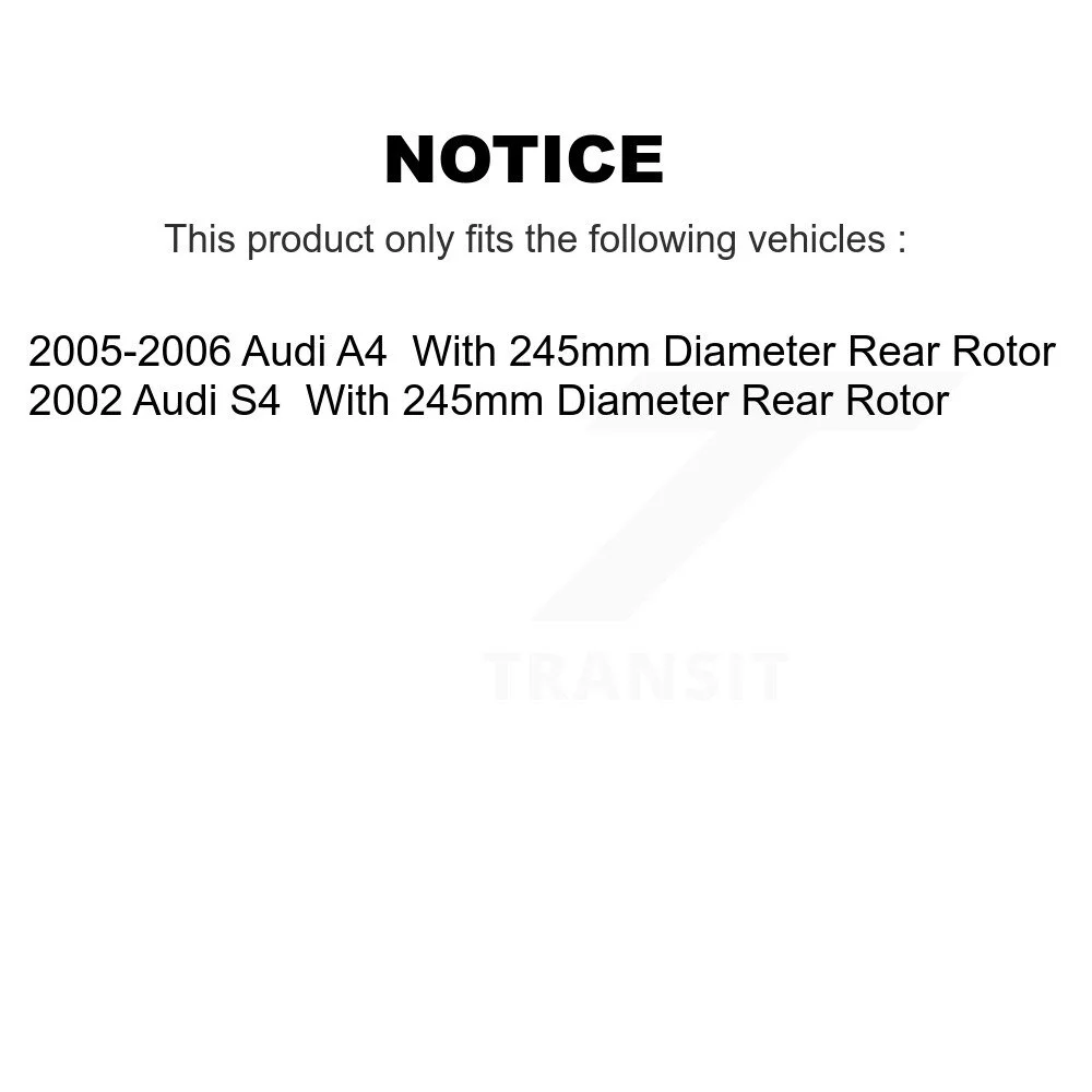 Transit Auto - Rear Disc Brake Rotors And Semi-Metallic Pads Kit For Audi A4 S4 K8A-106126