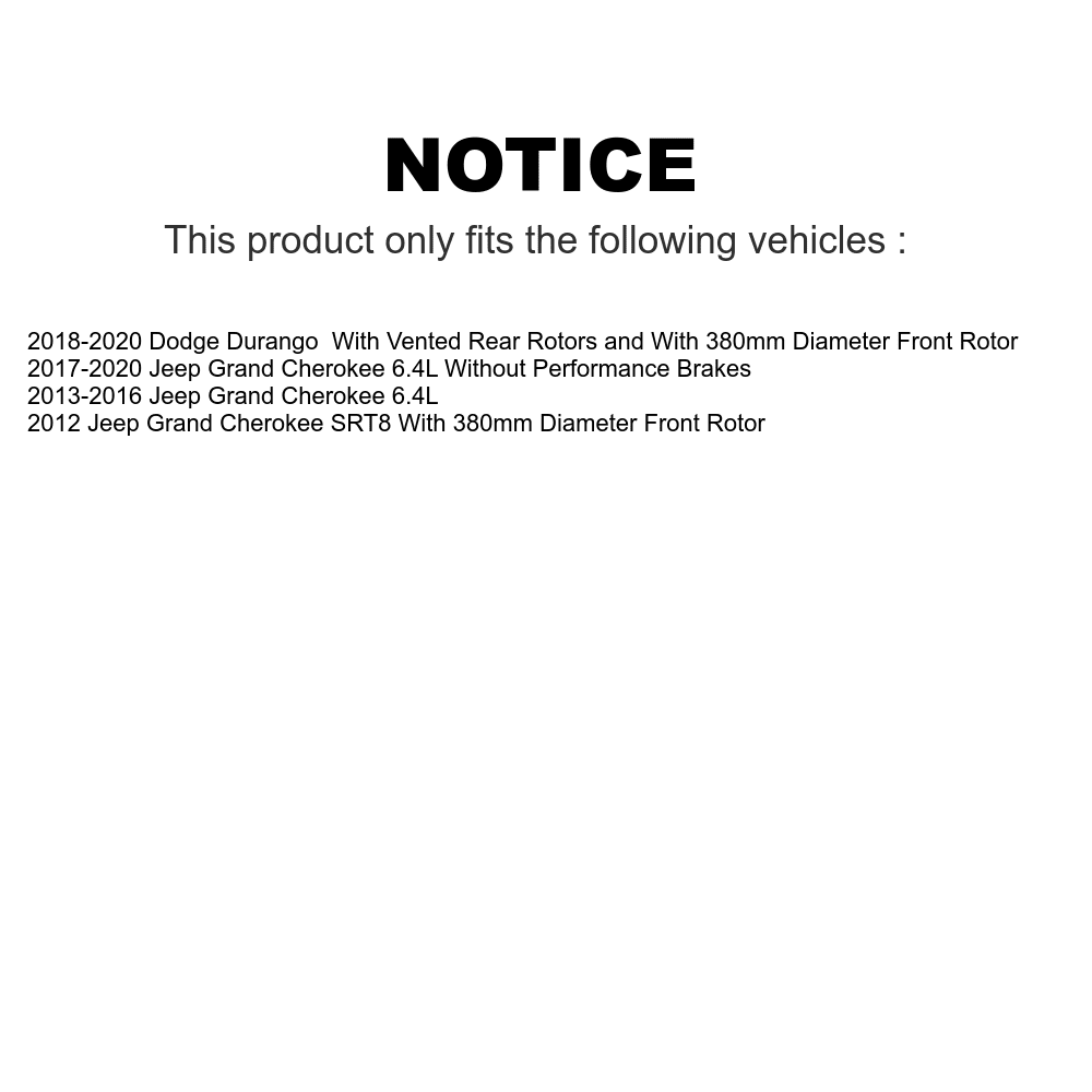 Transit Auto - Front Disc Brake Rotors And Ceramic Pads Kit For Jeep Grand Cherokee Dodge Durango K8C-100402