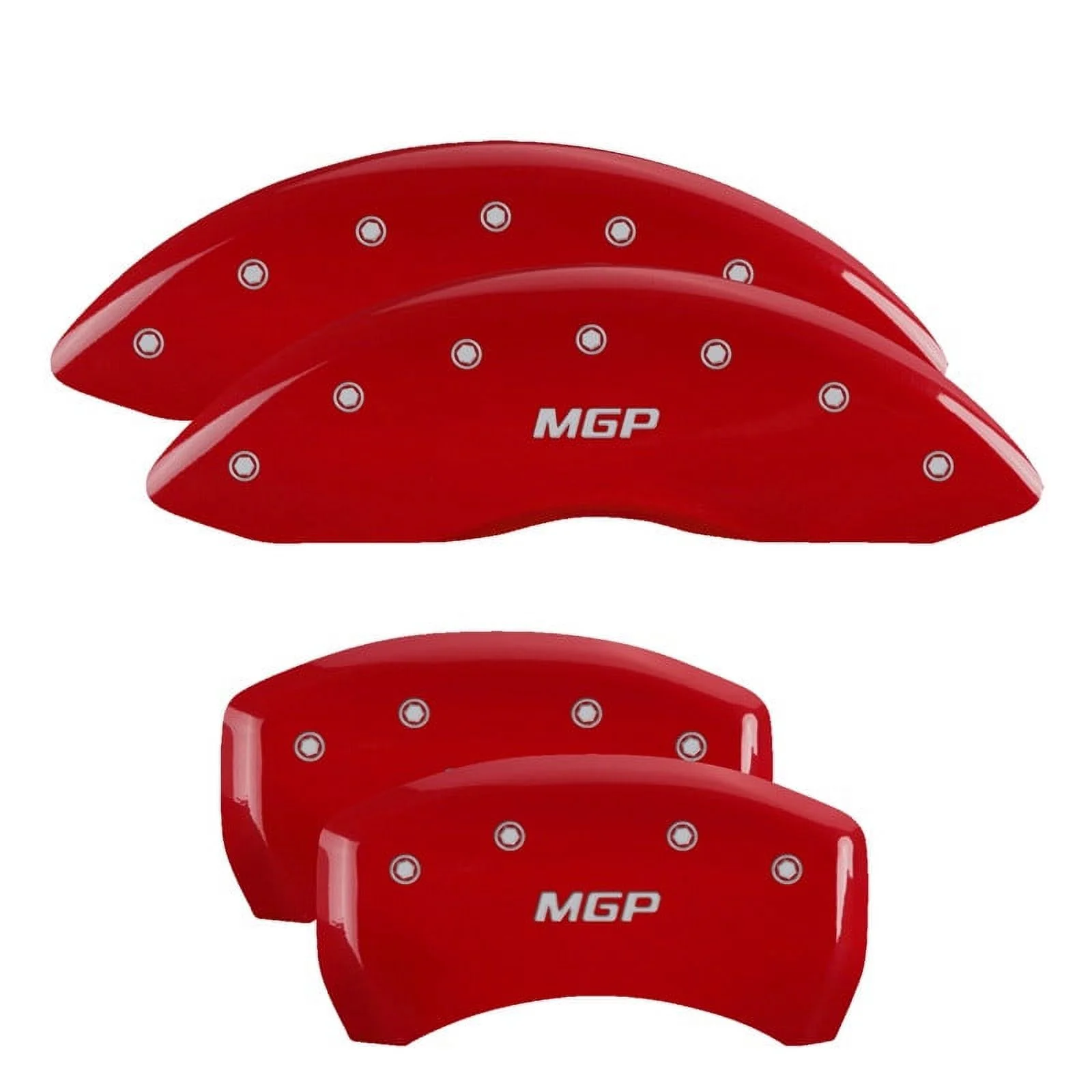Mgp Caliper Covers 28190Smgprd Mgp Red Powder Coat Finish, Silver Characters,