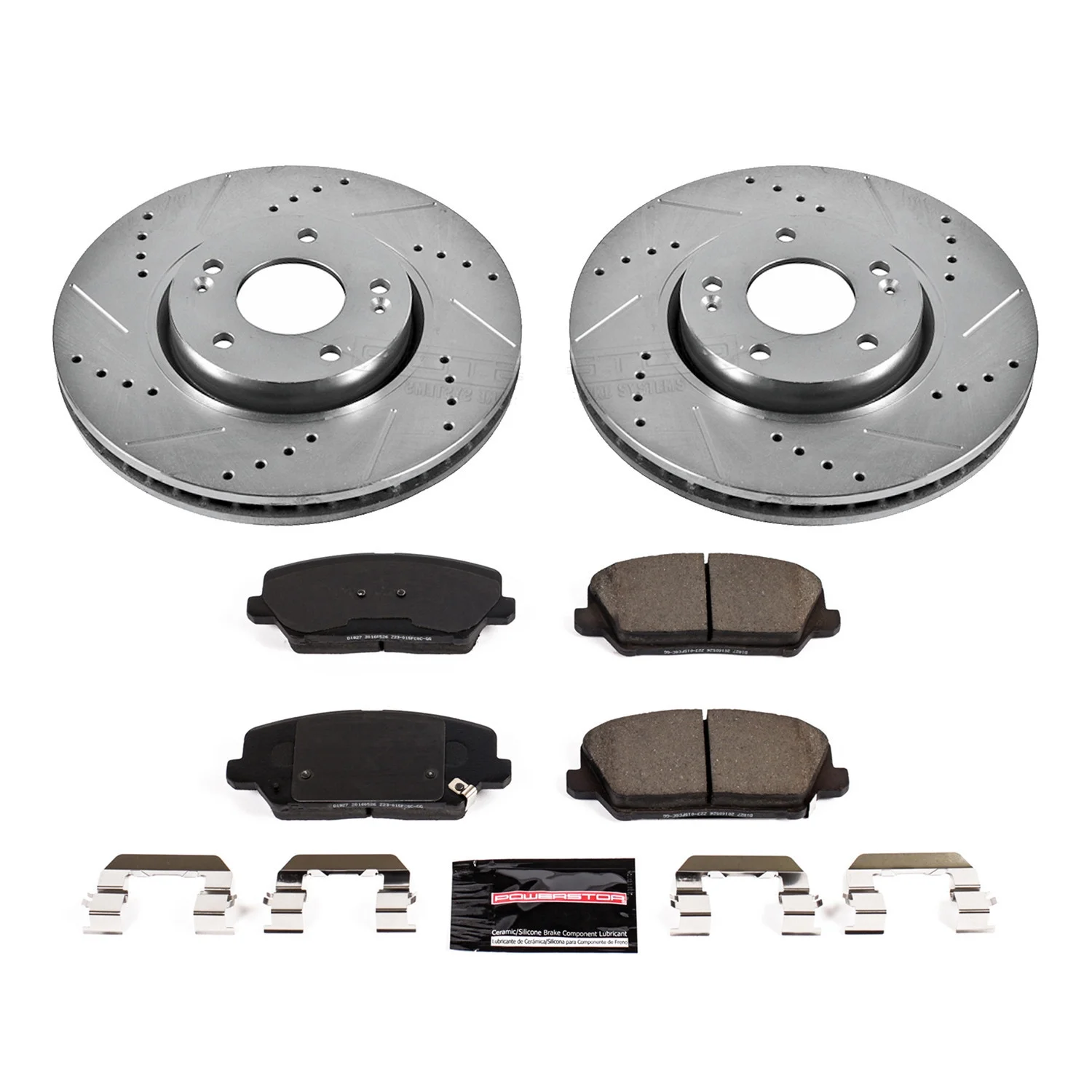 Power Stop Front Ceramic Brake Pad and Drilled and Slotted Rotor Kit K7673