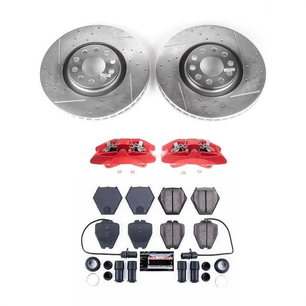 Power Stop Front Z23 Evolution Brake Pad and Rotor Kit with Red Powder Coated Calipers KC886