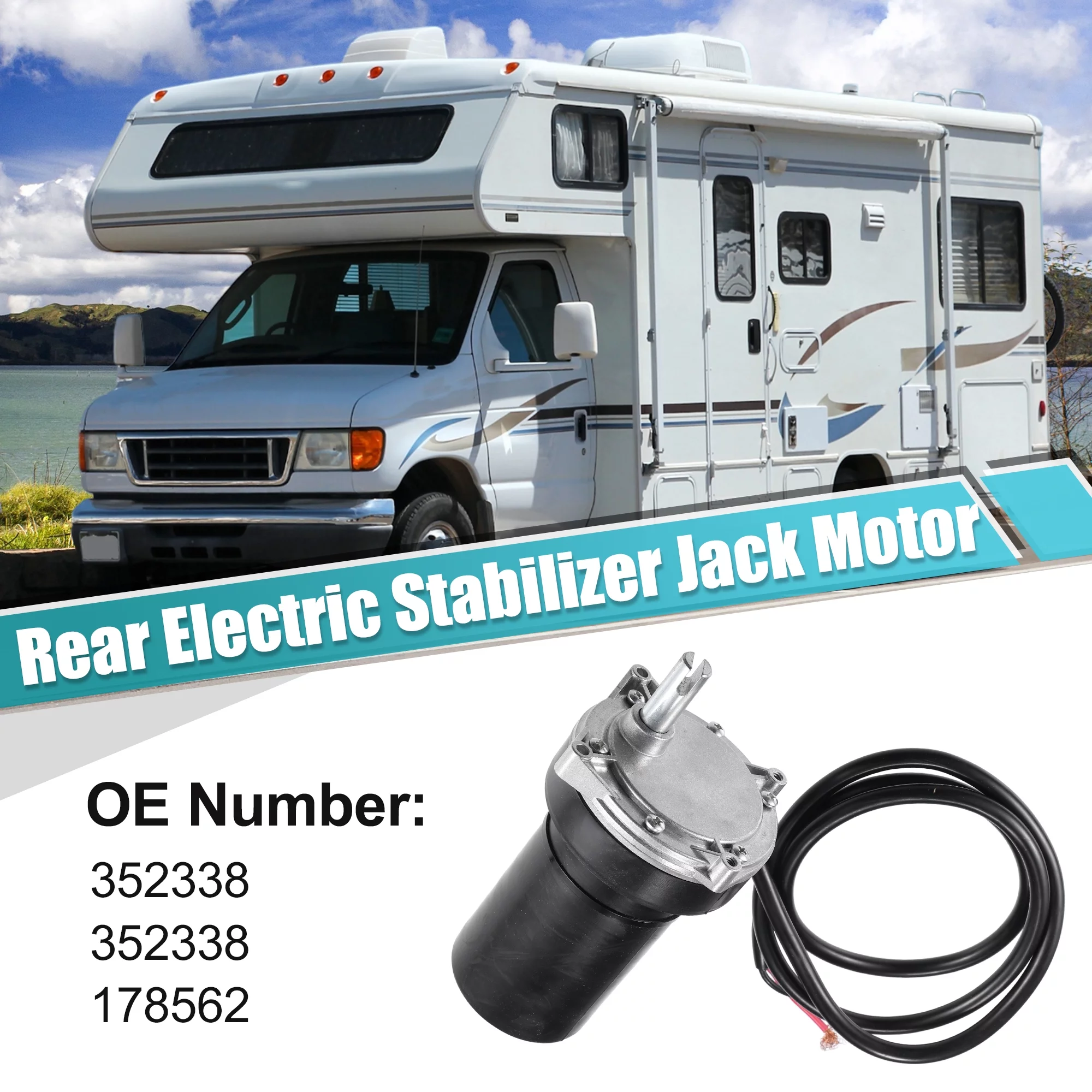 Unique Bargains 1 Set Rear Electric Stabilizer Jack Motor No.352338/352338/178562 for RV Stabilizer Jack Motor
