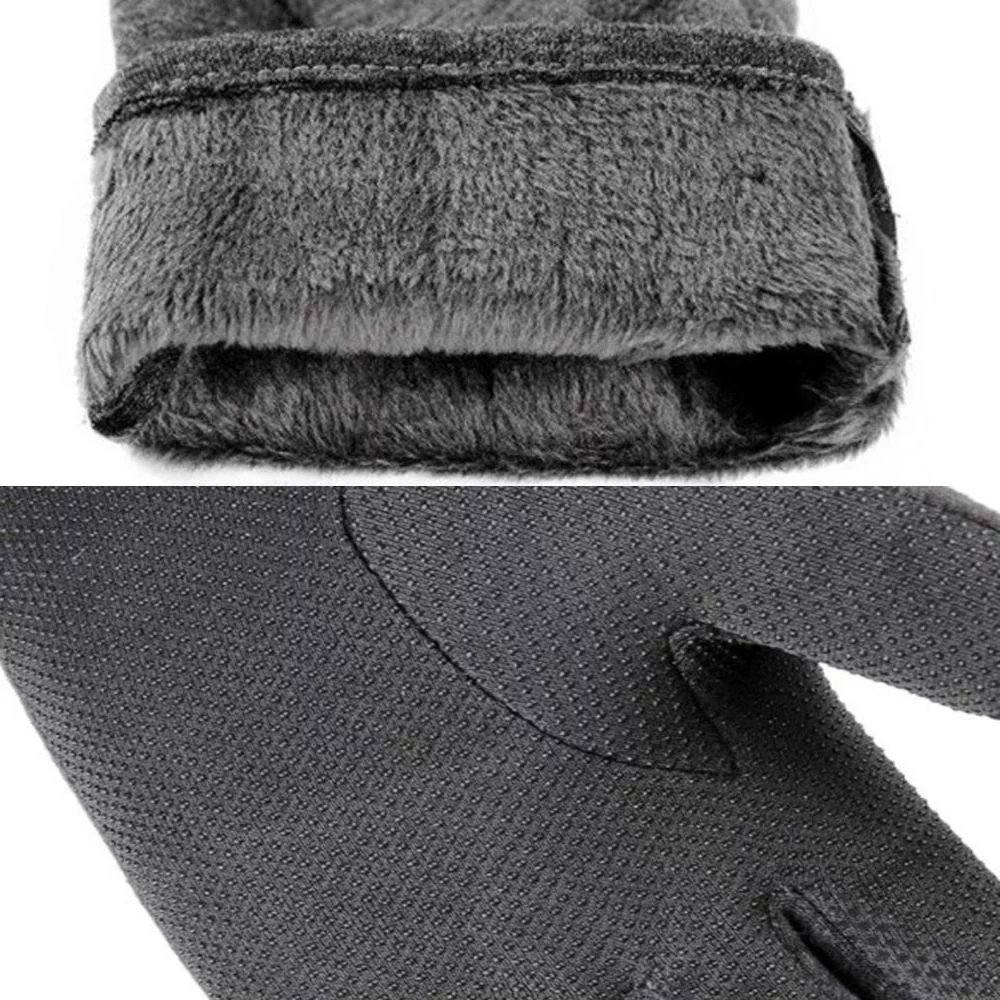 New Winter Warm Gifts Arm Warmer Men Accessories Touch Screen Full Finger Mittens Leather Gloves COFFEE