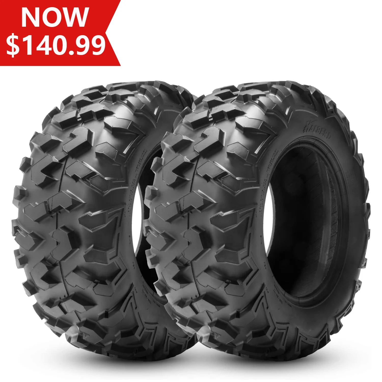 HALBERD 25x10-12 25x10x12 ATV UTV Tires 6PR Off-Road Rear Tire Tyres Set of 2