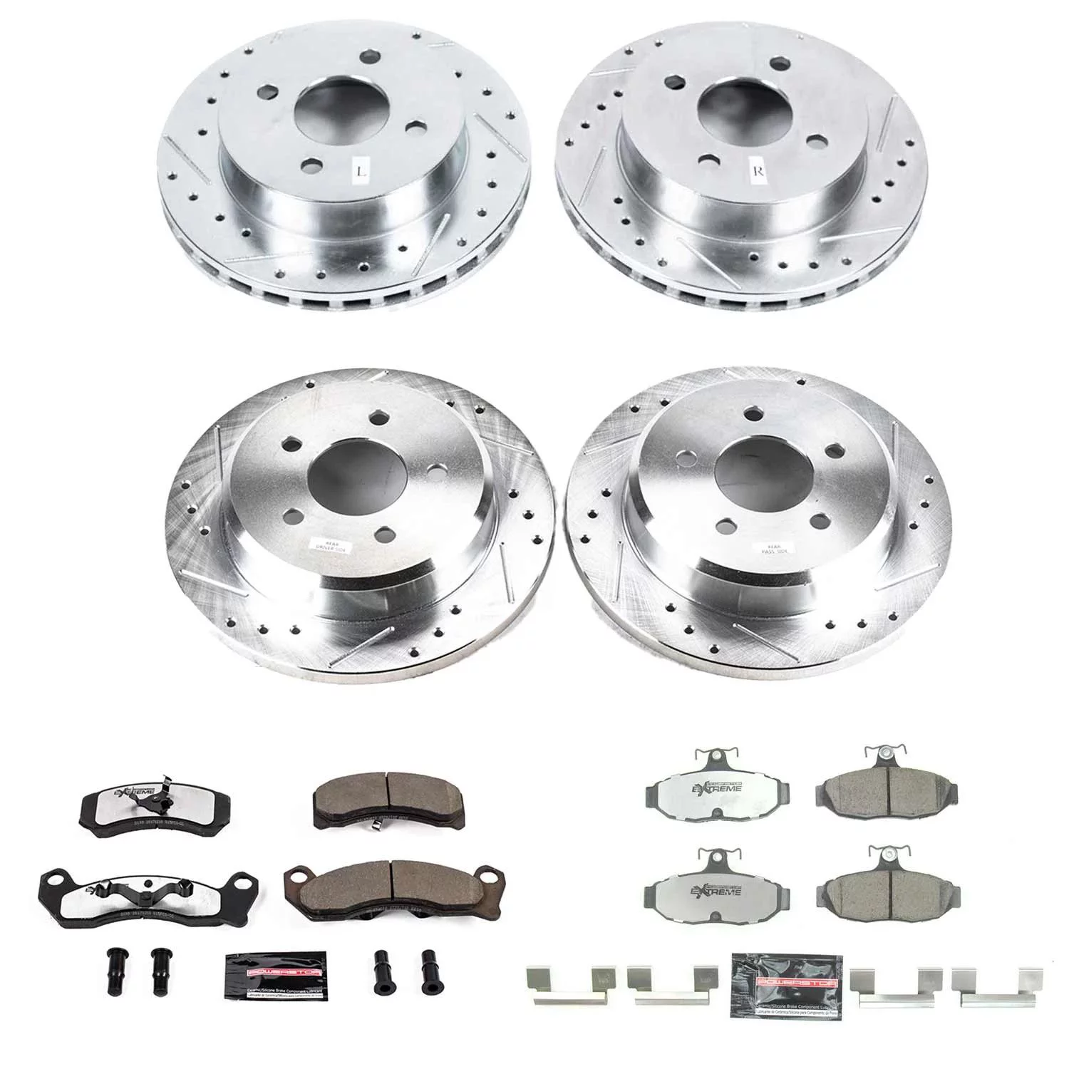Power Stop Front and Rear Z26 Street Warrior Brake Pad and Rotor Kit K2899-26 Fits 1993 Ford Mustang