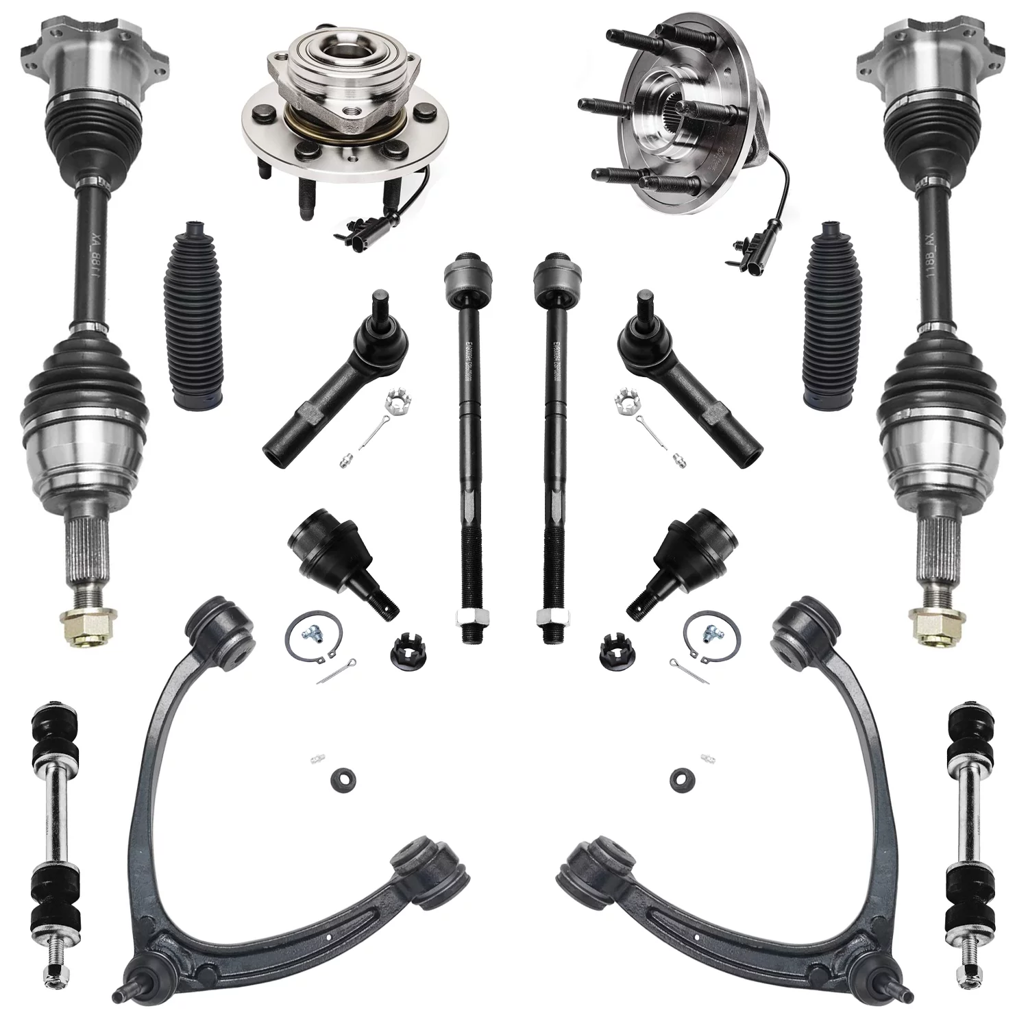 Detroit Axle - Front Wheel Hubs CV Axles Upper Control Arms Suspension Kit Replacement for Chevy Tahoe GMC Yukon XL 1500