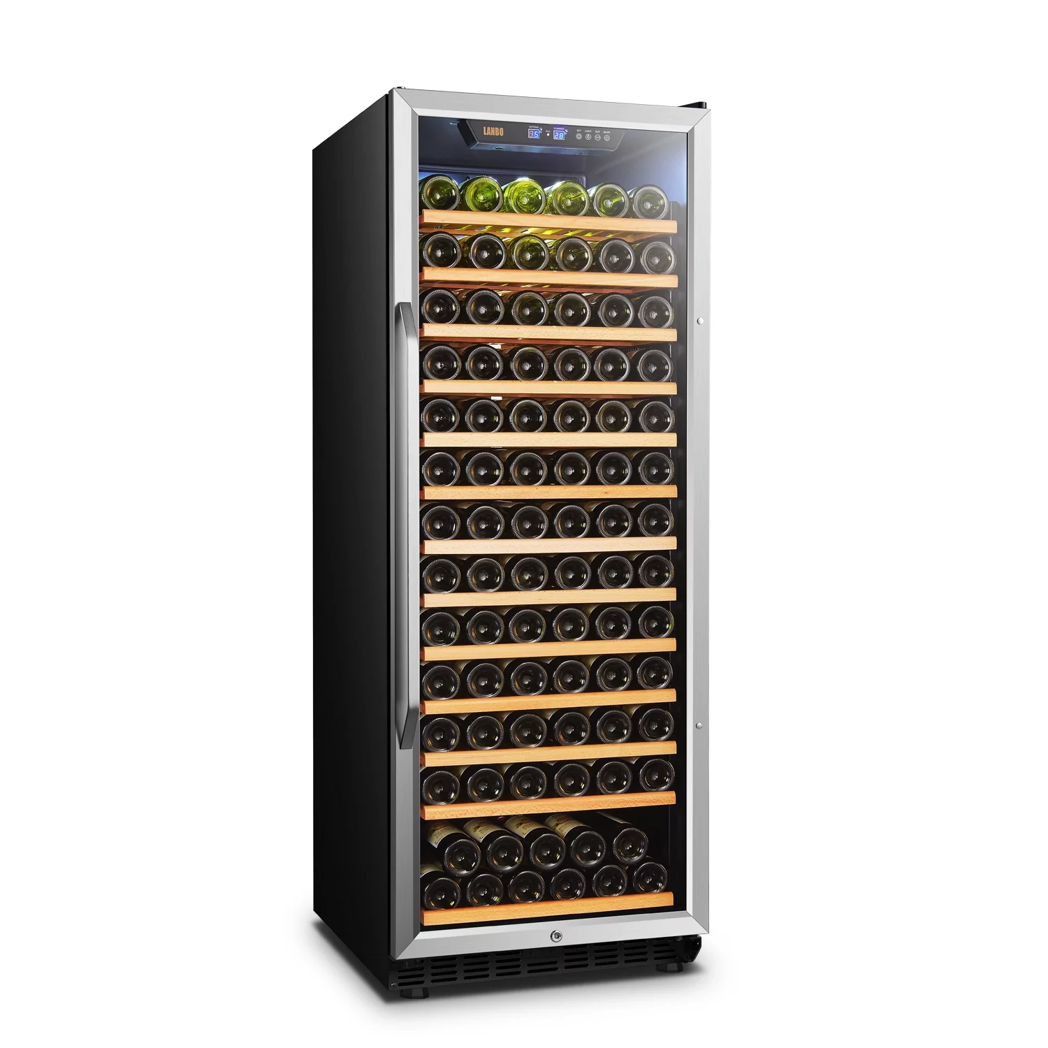 Lanbo 24 inch Built in Black 149 Bottle Single Zone Wine Cooler LW155S