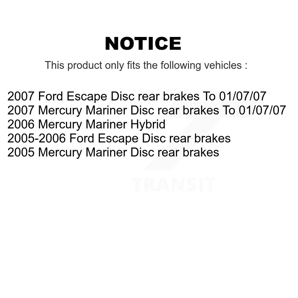 Transit Auto - Front Rear Disc Brake Rotors Ceramic Pads And Drum Kit (9Pc) For Ford Escape Mercury Mariner K8C-102947