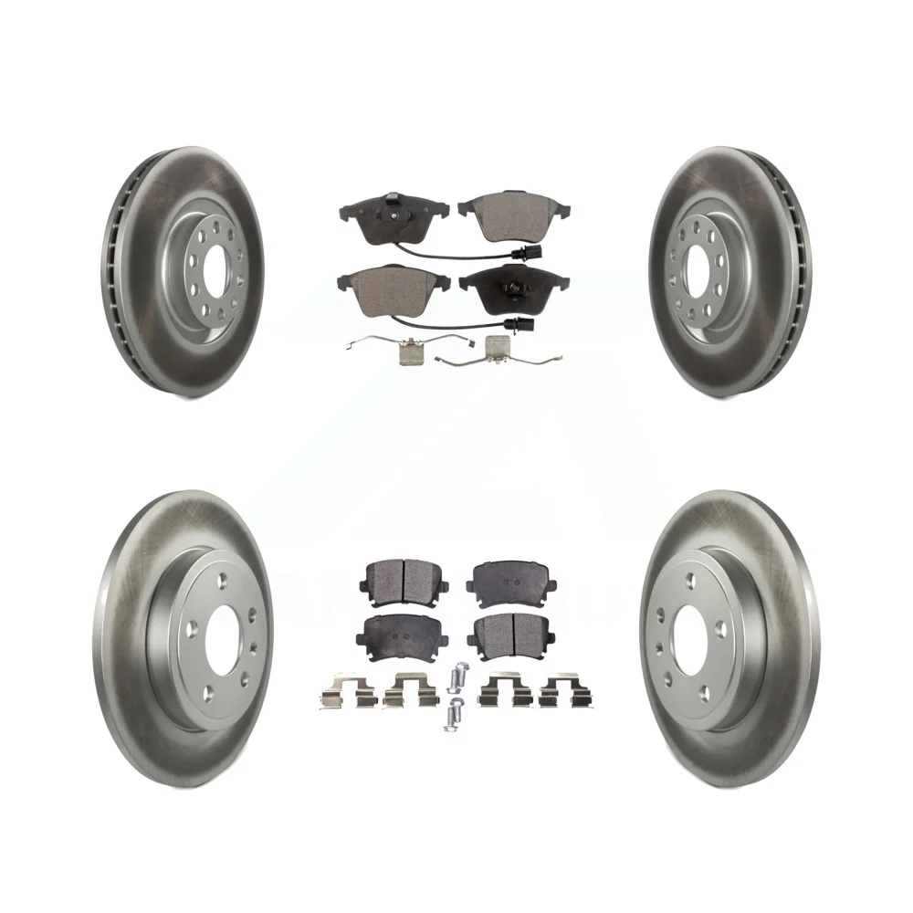 Transit Auto - Front Rear Coated Disc Brake Rotors And Semi-Metallic Pads Kit For Audi A4 Quattro KGF-102102