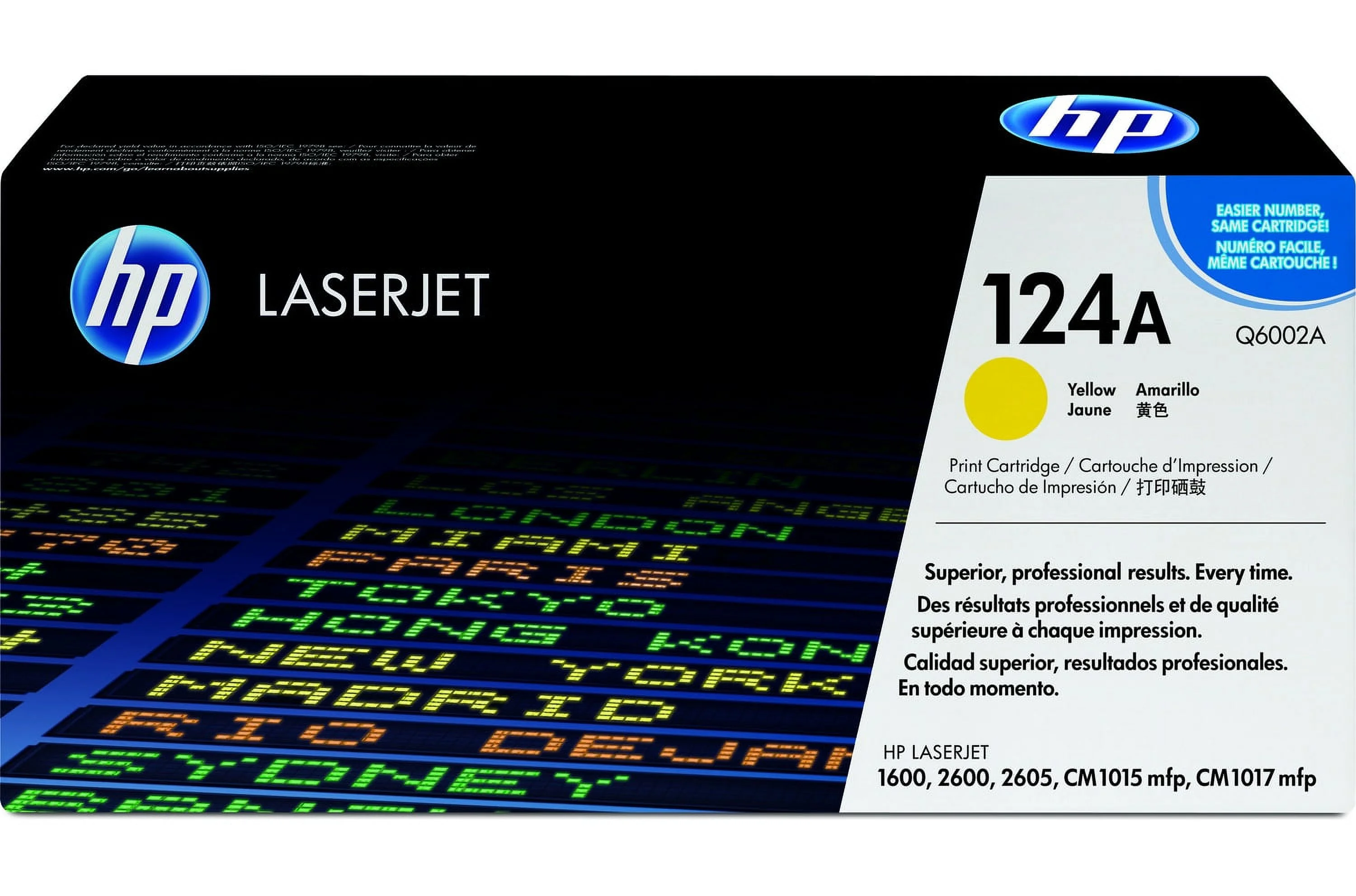 HP 124A Yellow Original LaserJet Toner Cartridge, ~2,000 pages, Q6002A