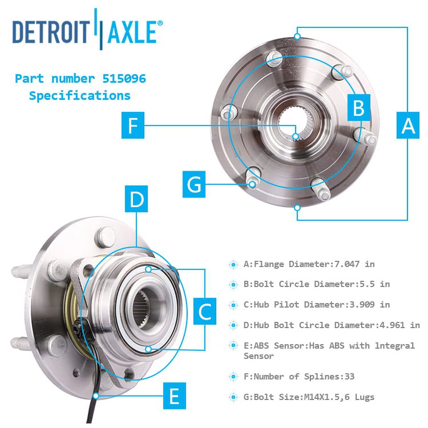 Detroit Axle - Front Wheel Hubs CV Axles Upper Control Arms Suspension Kit Replacement for Chevy Tahoe GMC Yukon XL 1500