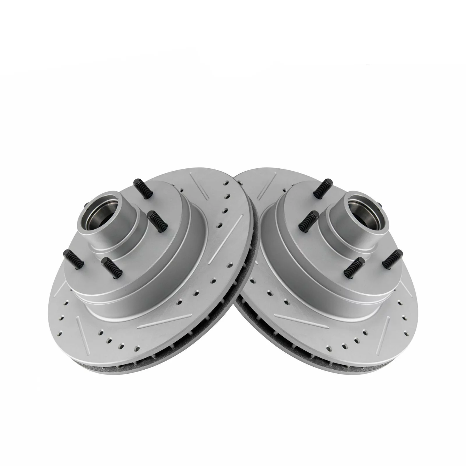 Teledu Front Performance Drilled Slotted & Coated Disc Brake Rotor Pair for GM