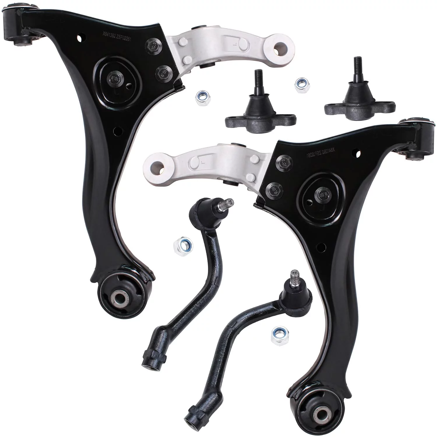 Detroit Axle - Front Lower Control Arms w/Ball Joints & Outer Tie Rod Ends Replacement for 2006 2007 2008 Hyundai Sonata