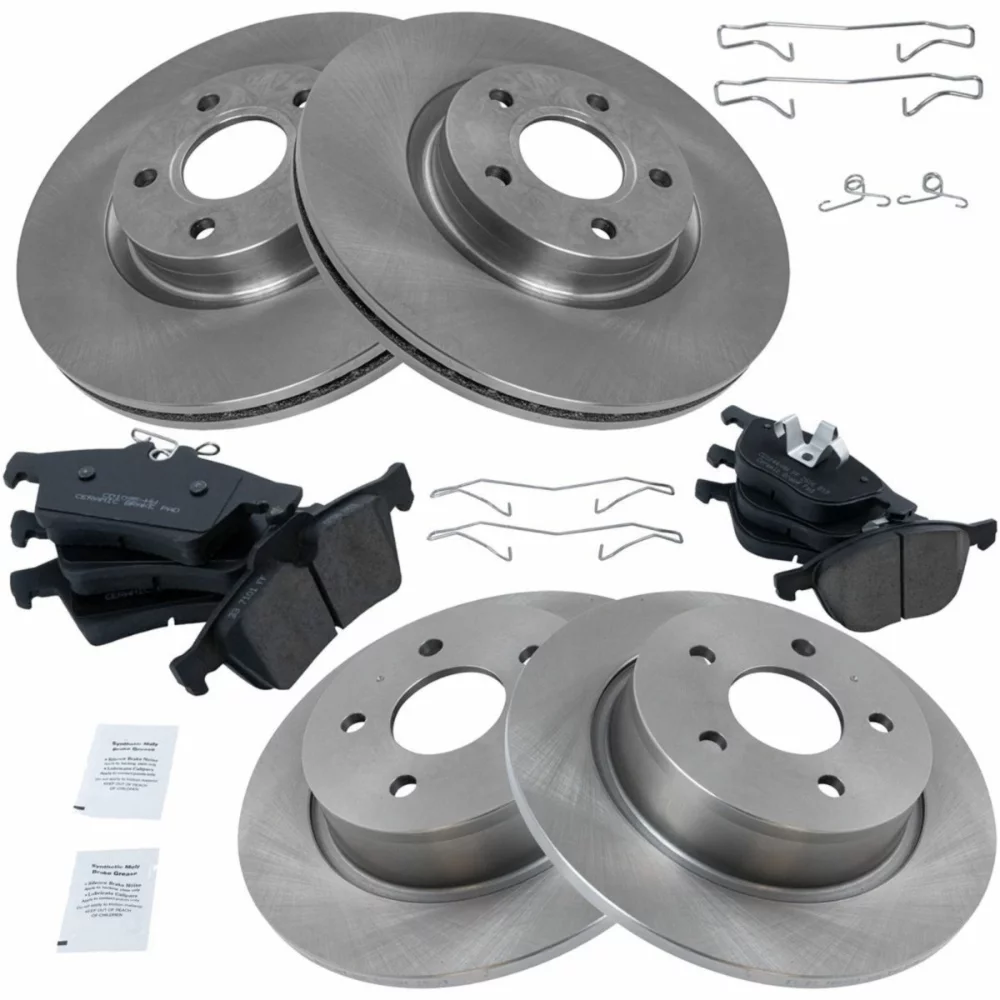 Teledu Front & Rear Ceramic Brake Pad & Rotor Kit w/Chemicals For Ford C-Max Escape