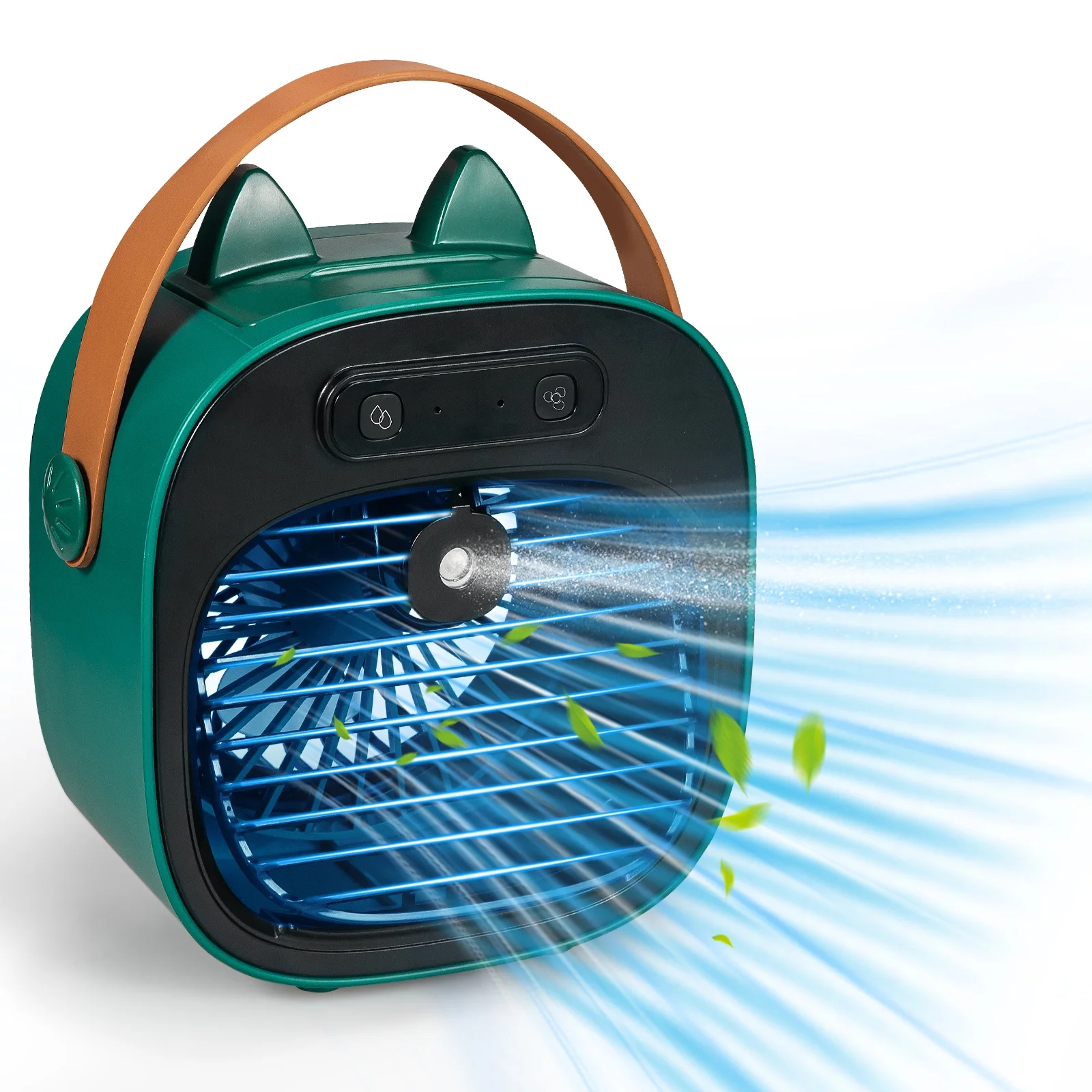 JahyShow Portable Air Cooler - Ideal for Bedroom, Office, Camping, and Dorm, USB Rechargeable, Green.