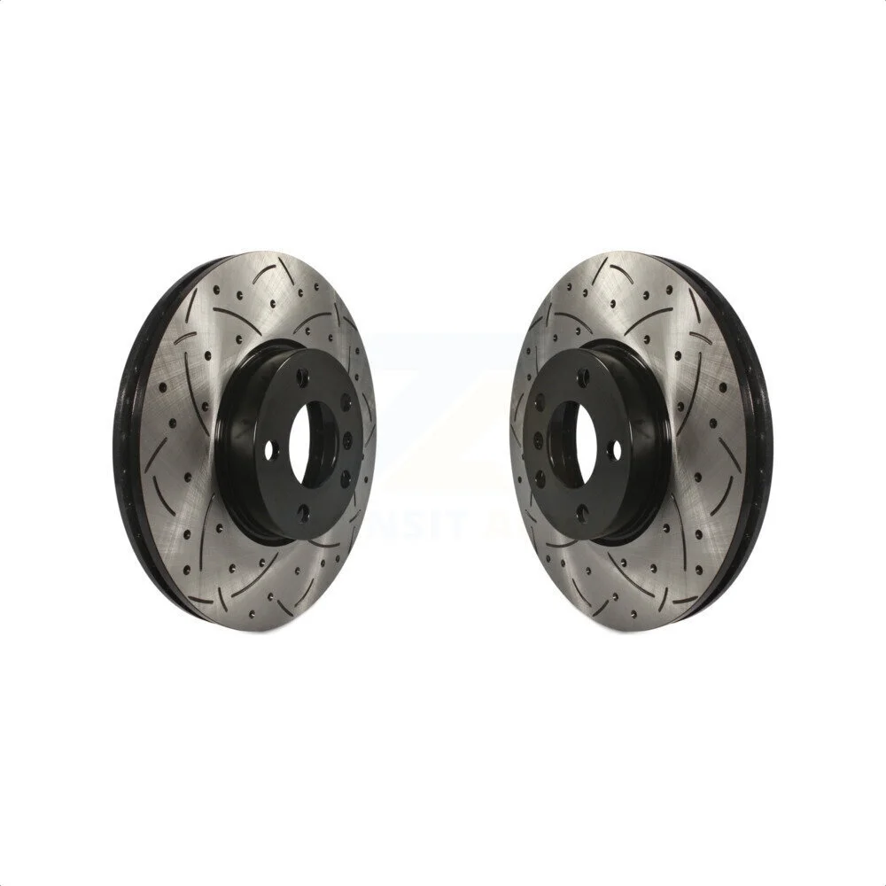 Front Coated Drilled Slotted Disc Brake Rotors Pair For BMW X5 X6 KD-100057